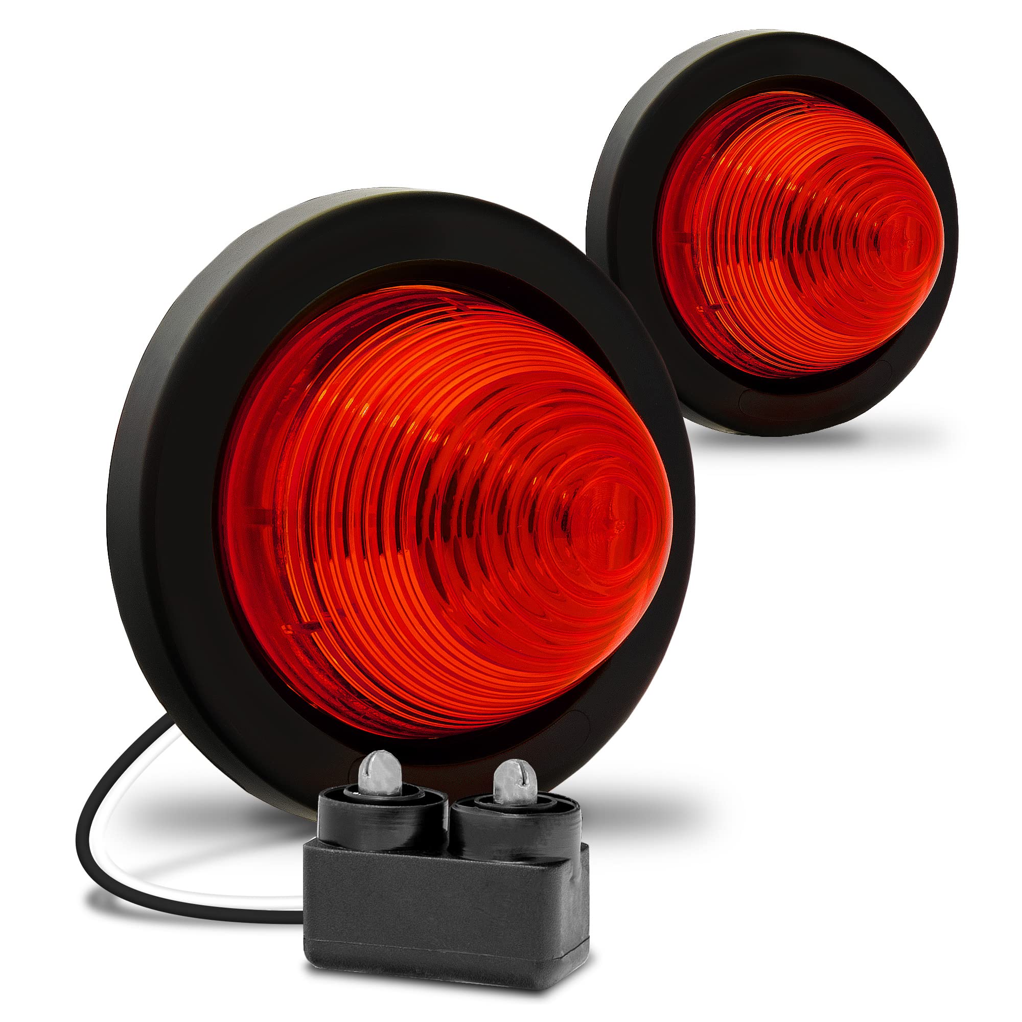 TRUE MODS 2pc 2 Inch Round Red LED Boat Trailer Marker Lights - Waterproof Marine Navigation Lights for Trailers, Trucks, RVs & Off-Road Vehicles