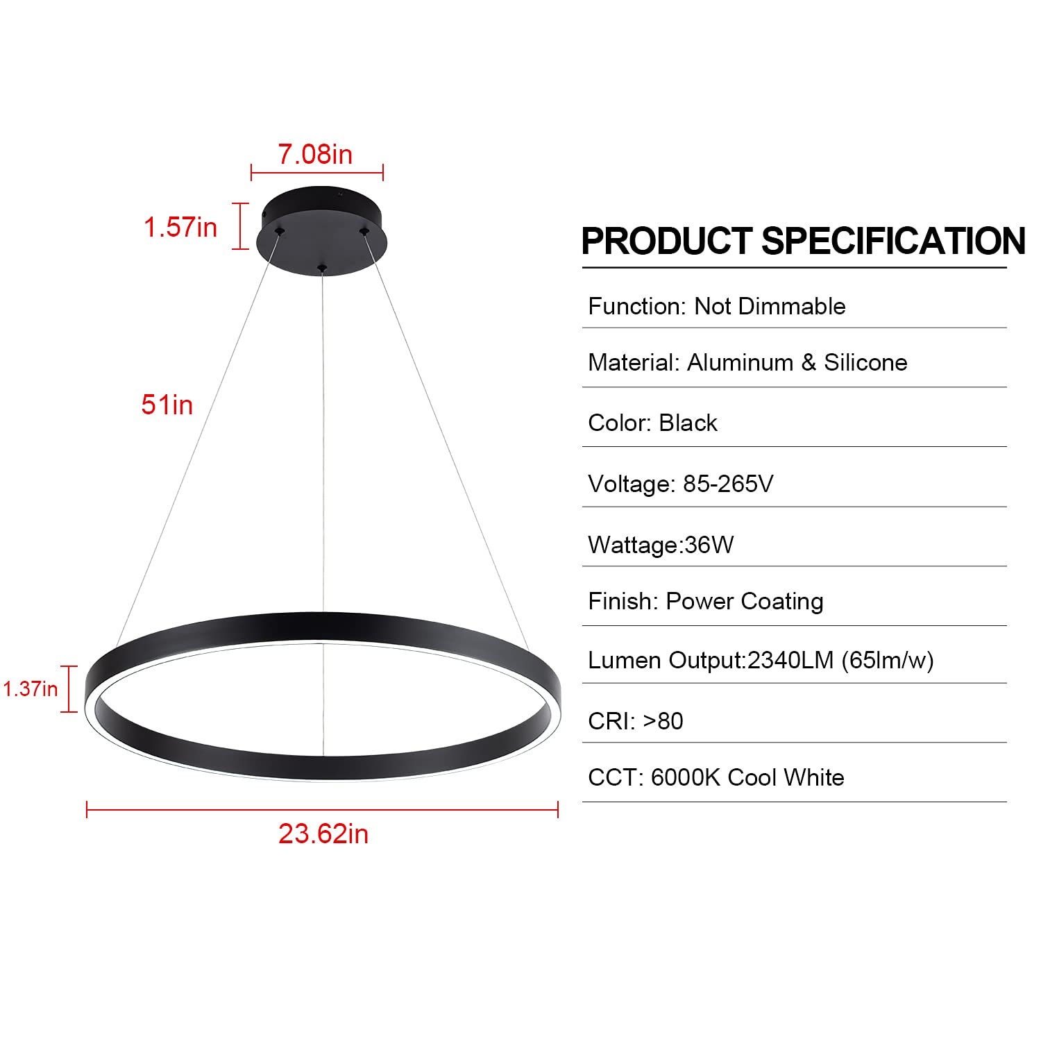 Modern LED Pendant Light - 23.6