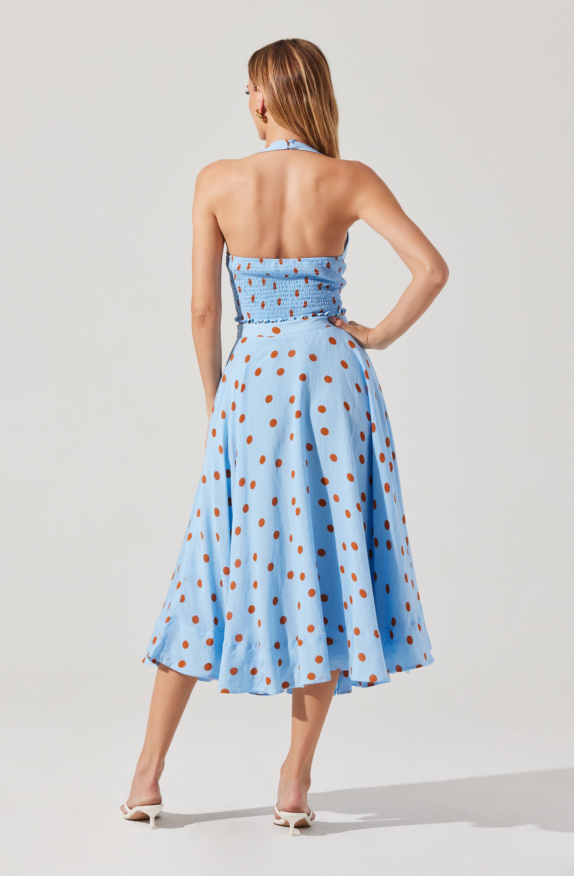 Janie Polka Dot Midi Skirt - Women's Floral Print A-Line Skirt for Casual Wear, Office & Spring Outfits | Perfect for Work, Date Night & Summer Dresses