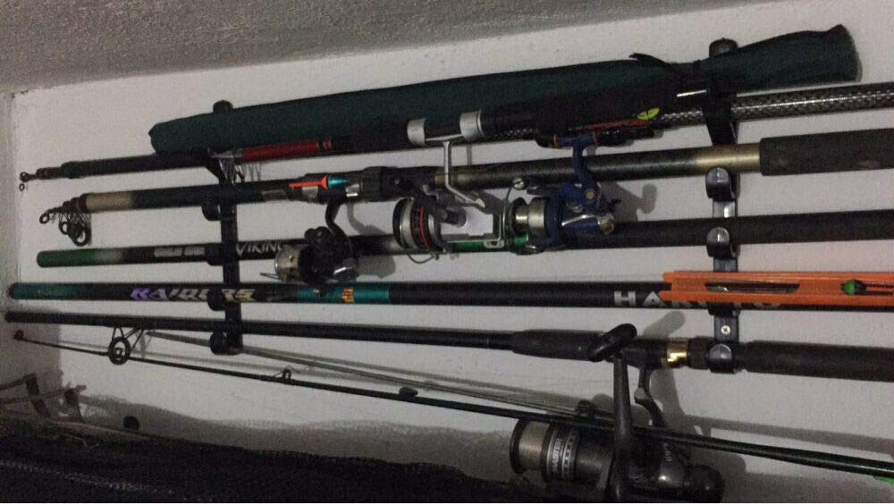 Premium Fishing Rod Wall Mount Storage Rack - Heavy Duty 5-Rod Holder for Garage, Cabin, Basement & Boat - Secure Organizer for Fishing Gear & Equipment - Perfect for Anglers & Outdoor Enthusiasts