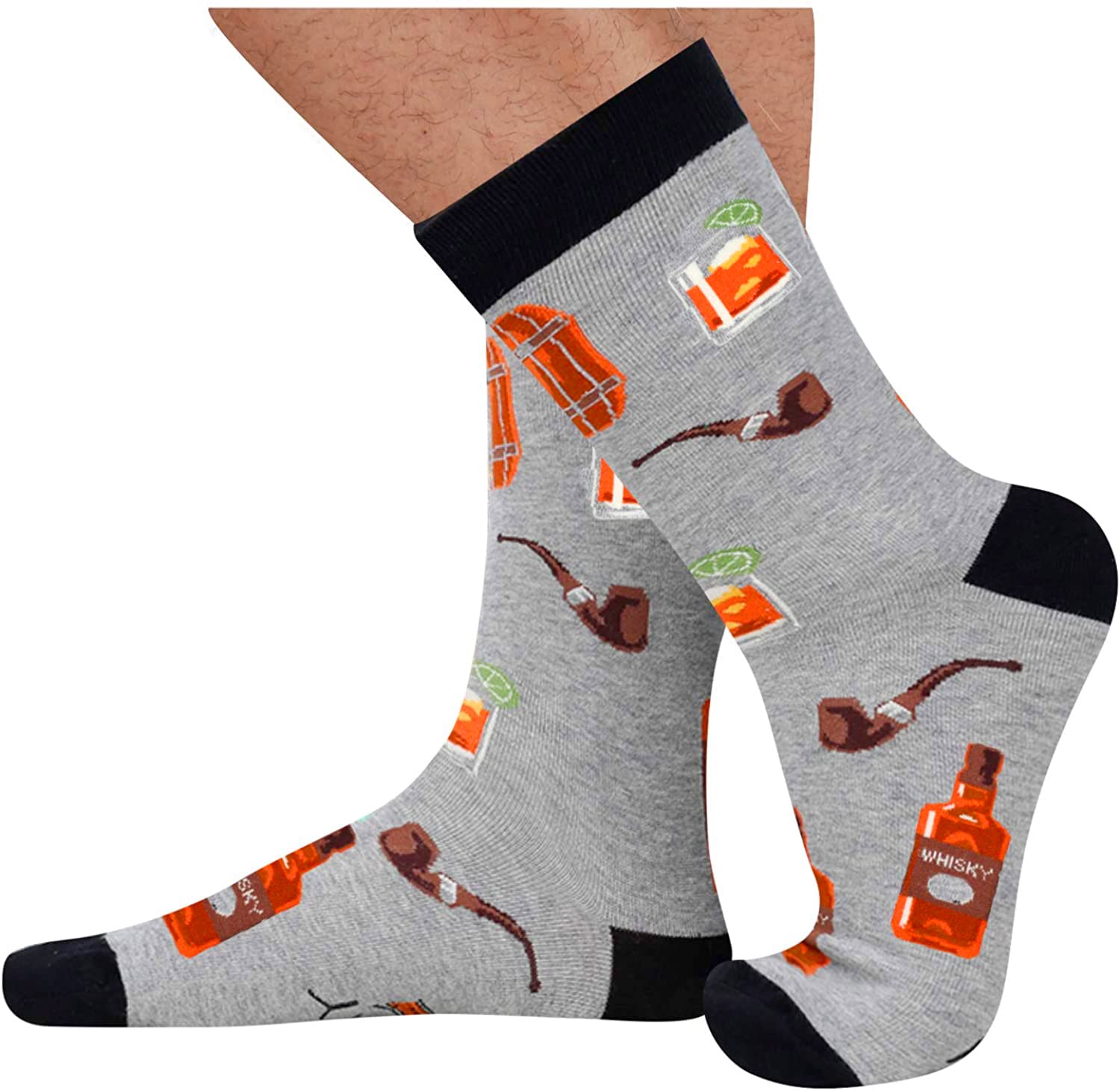 Zmart Funny Beer & Whiskey Socks for Men - Novelty Drinking Gifts for Beer Lovers & Whiskey Enthusiasts | Perfect for Parties, Gag Gifts & Casual Wear