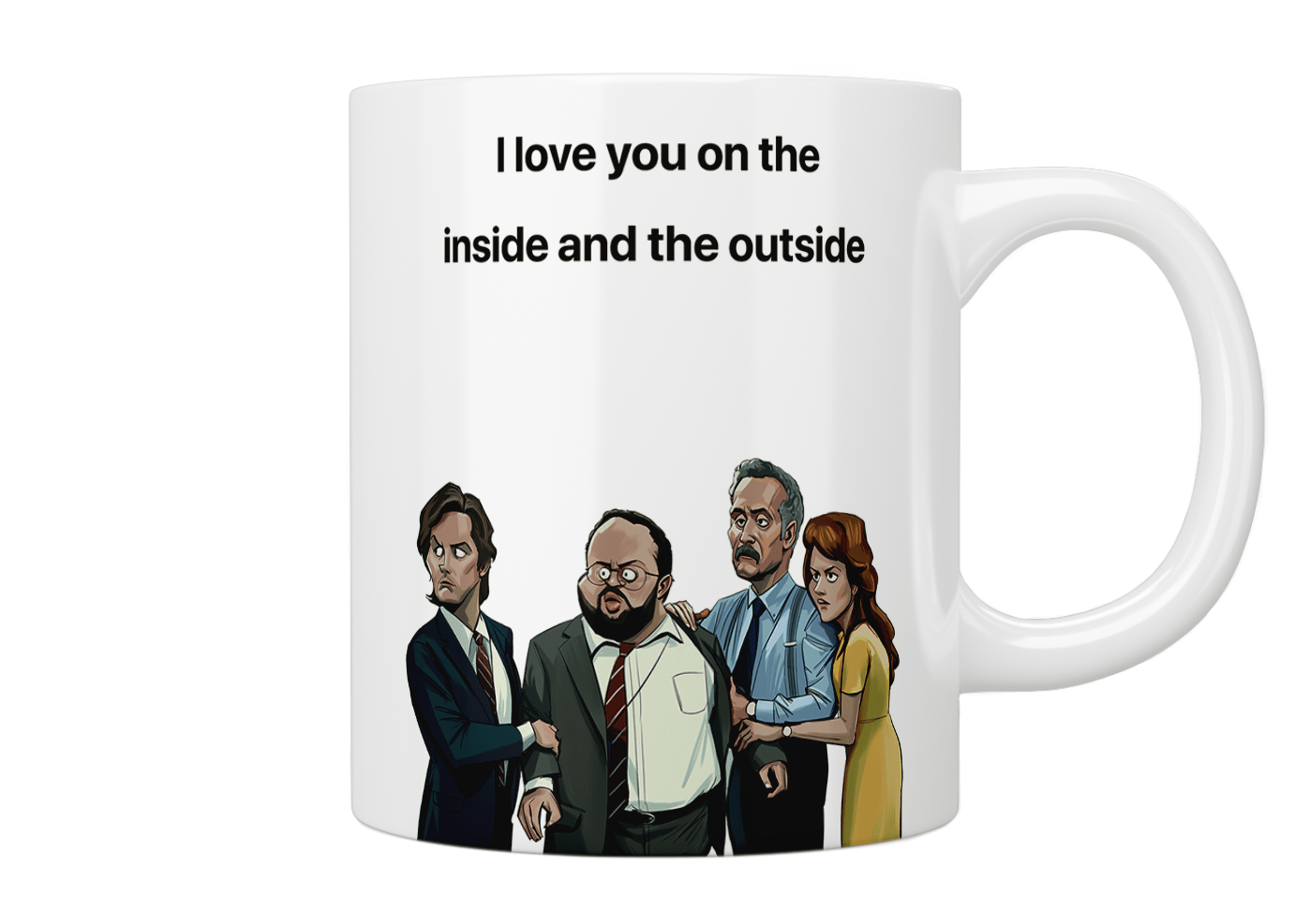 Severance TV Show Mug - 'I Love You On The Inside & Outside' Quote - Funny Coffee Cup for Office, Home & Gifts - Perfect for Fans of Apple TV Series