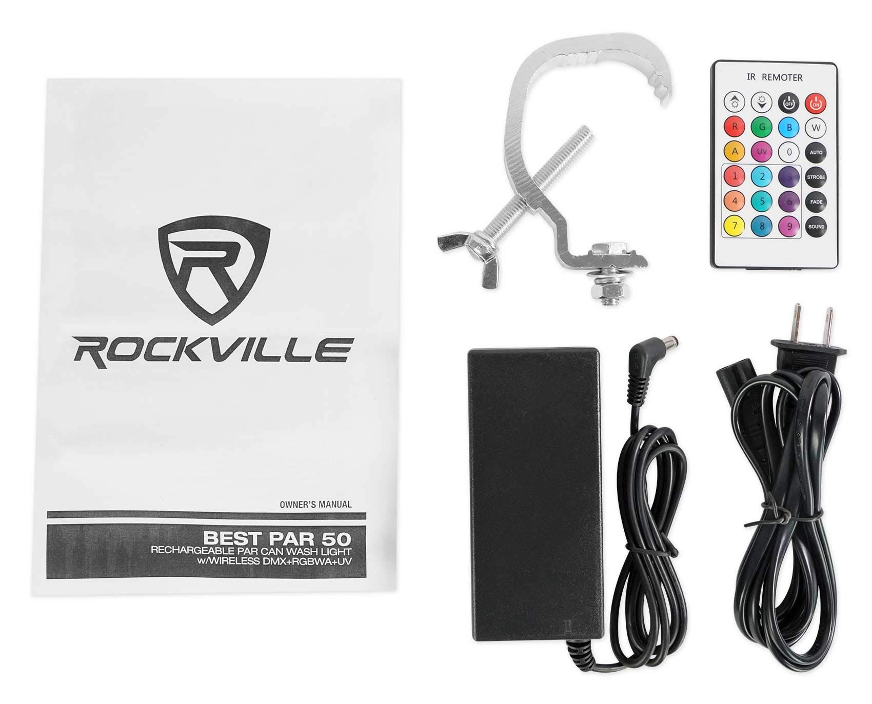 Rockville PAR 50 Battery-Powered LED Wash Lights with Wireless DMX & 384-Channel Controller - Perfect for Stage Lighting, DJ Shows, and Live Events