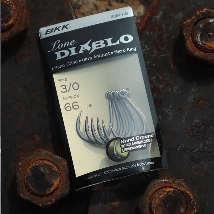 BKK Lone Diablo Inline Single Fishing Hooks - Sharp Stainless Steel Hooks for Bass, Trout, and Saltwater Fishing - Perfect for Freshwater and Saltwater Angling