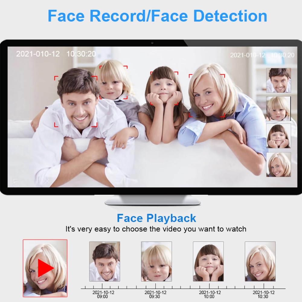 8CH Expandable Mini NVR Security Camera System with 2K Outdoor Cameras - 2PCS IP Cameras & 8CH WiFi NVR Kit, Face Recognition, 24/7 Recording with Playback, Intrusion Detection, SD Card/HDD Storage, Remote Viewing - Ideal for Home Security, Business Surveillance & Property Monitoring