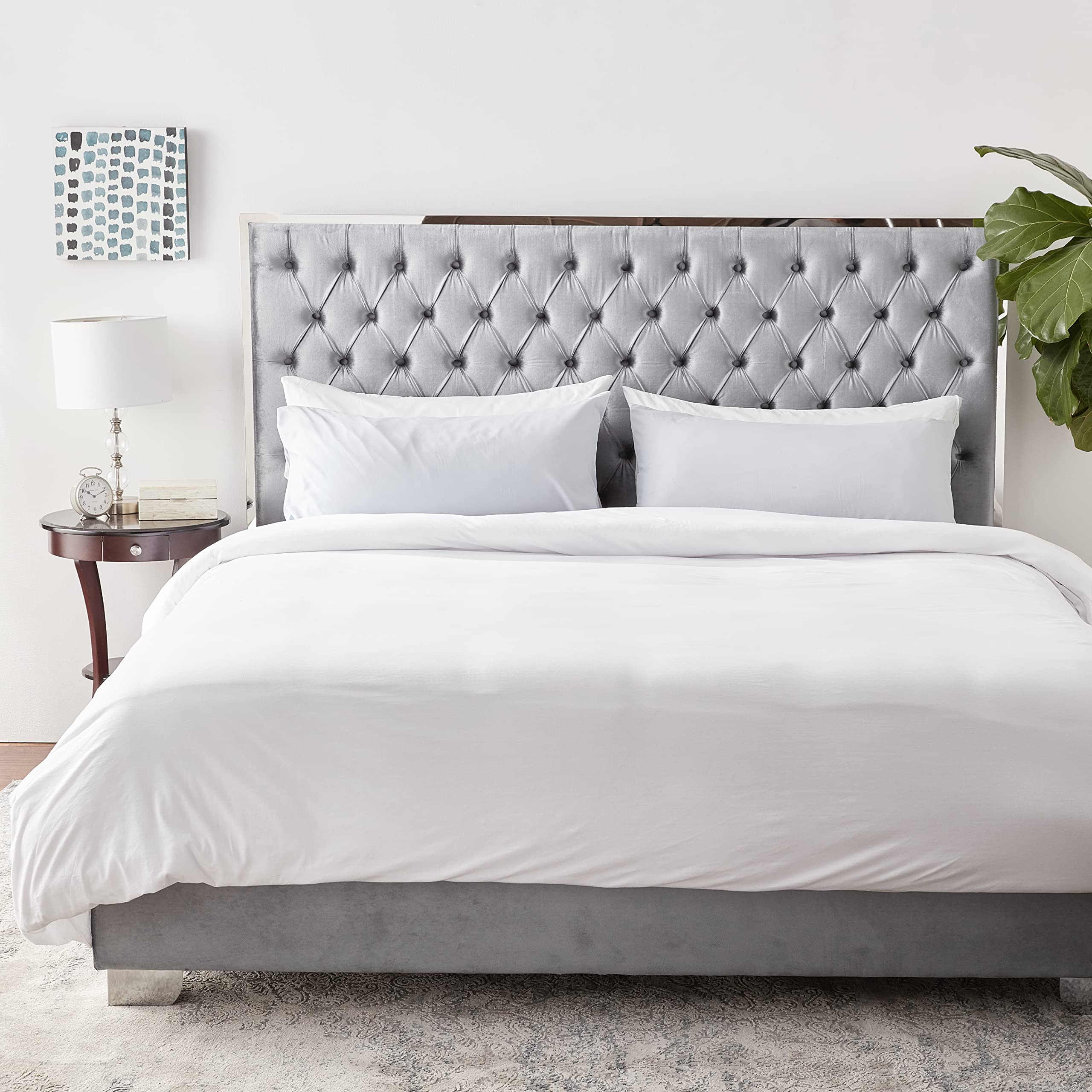Calvin Klein Modern Cotton Body Solid 1 Piece King Size Duvet Cover - 170 GSM Cotton Modal Bedding Set (White) | Luxury Soft Breathable Bed Sheets for Master Bedroom & Guest Room