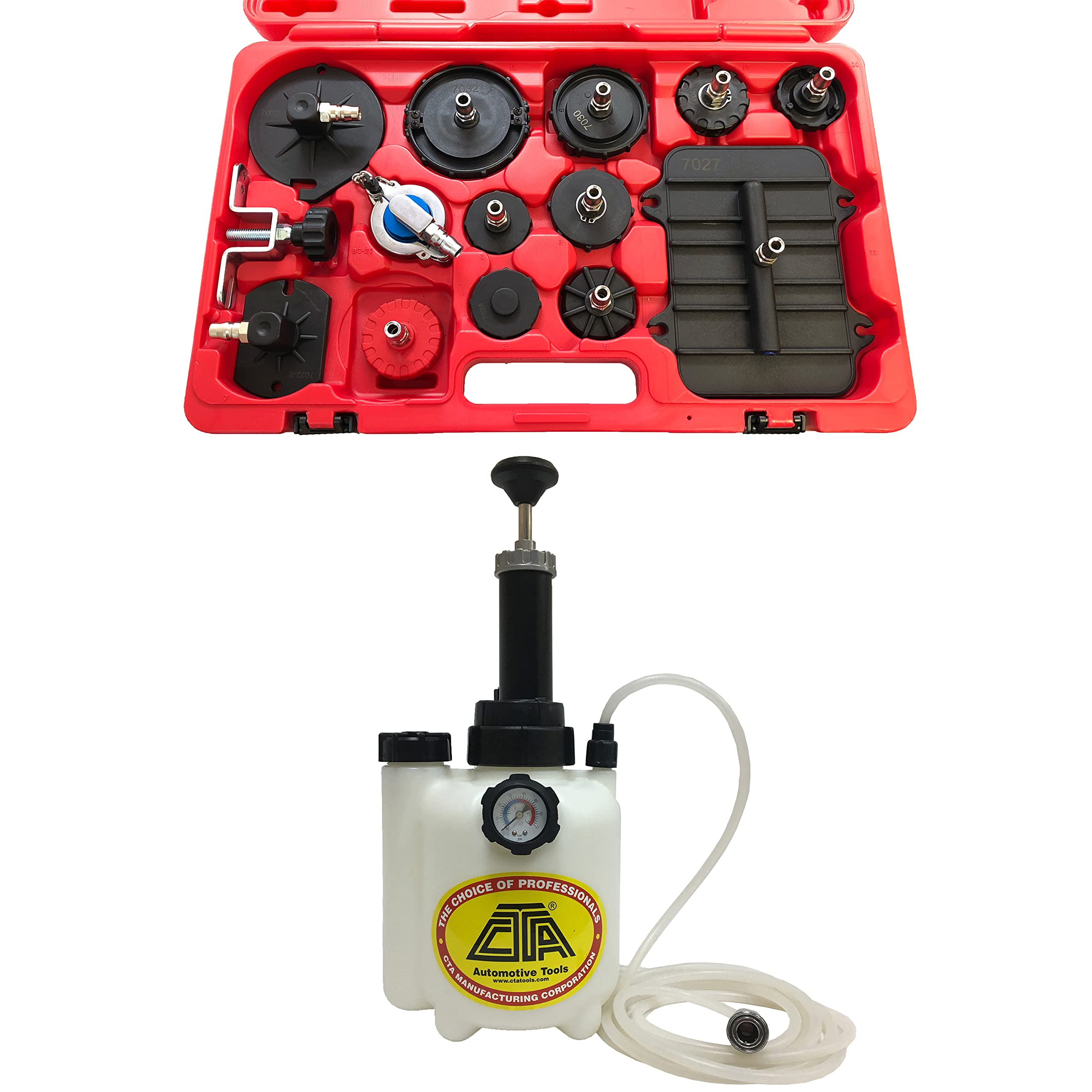 CTA Tools 7310M Professional Brake Bleeder Kit - Vacuum Brake Fluid Bleeder Tank with Adapter Set for Car & Motorcycle Maintenance | Perfect for DIY Mechanics & Auto Repair Shops