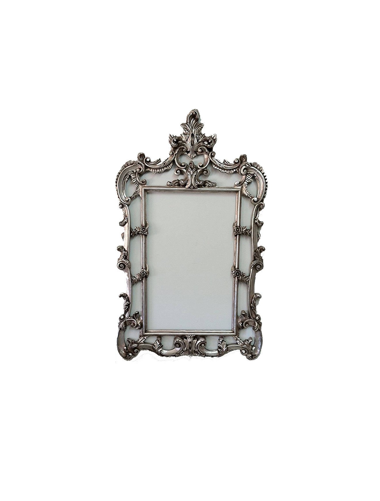 Antique Silver Victorian Baroque Picture Frame - Elegant Ornate Wall Mirror for Home Decor, Living Room, Bedroom & Office Display