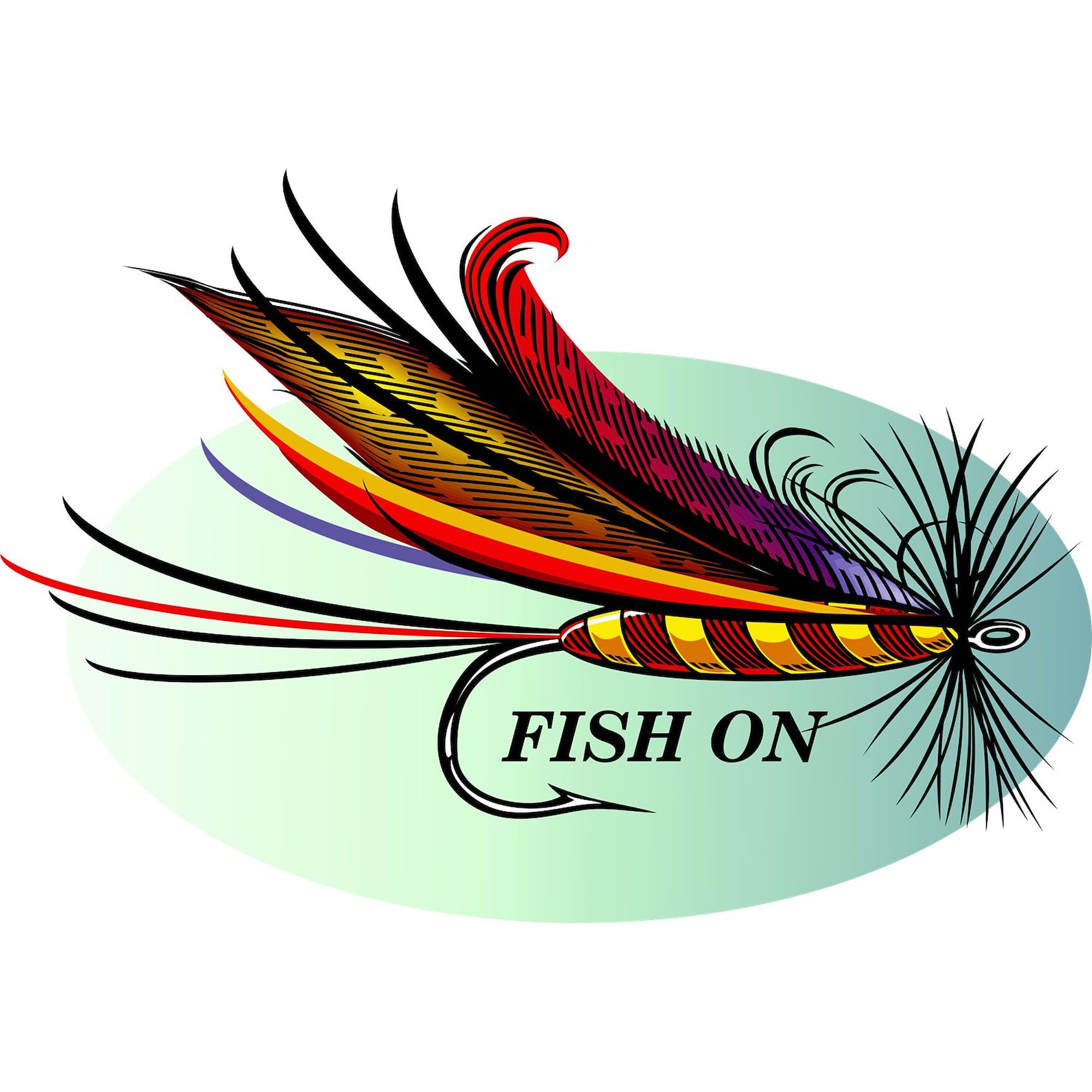 Fish On Sticker - Square Car Bumper Decal for Fishing Enthusiasts