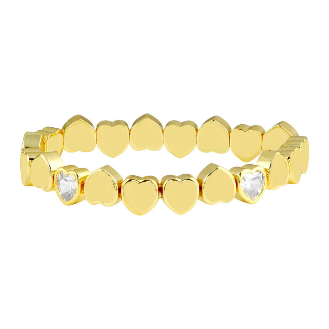 Stretch Gold Heart Bracelet for Women - Adjustable Fashion Jewelry Gift for Valentine's Day, Anniversary & Special Occasions