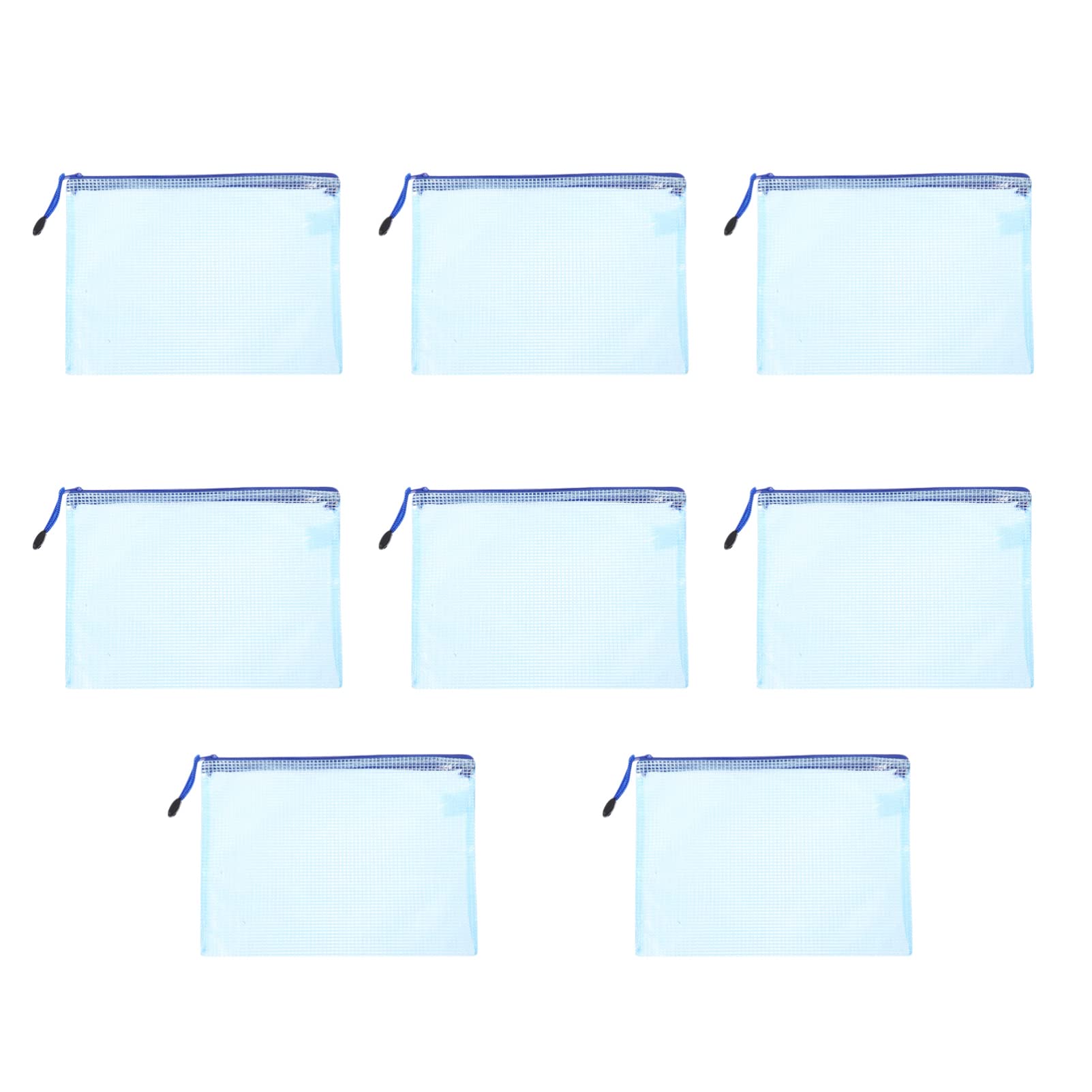 FRCOLOR 8-Piece Clear Mesh Travel Toiletry Bag Set - Waterproof Zippered Cosmetic & Makeup Organizer for Women, Portable Pencil Pouch for School, Office, Gym & Vacation Essentials Storage