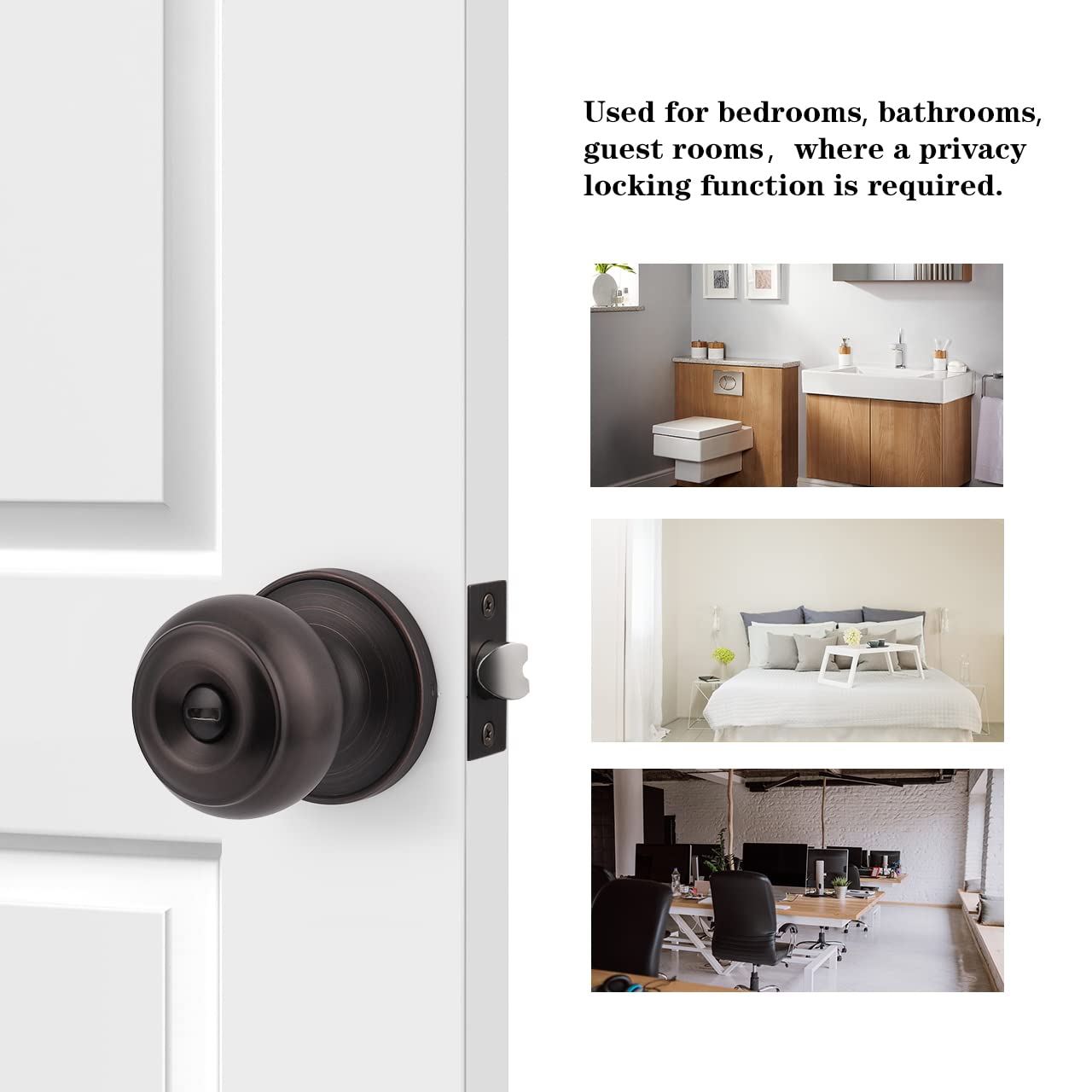Probrico 5-Pack Privacy & 10-Pack Passage Door Knob Set - Oil Rubbed Bronze Interior Door Handles for Bathroom, Bedroom & Hall Closet - Perfect for Home Renovation & Privacy Enhancement