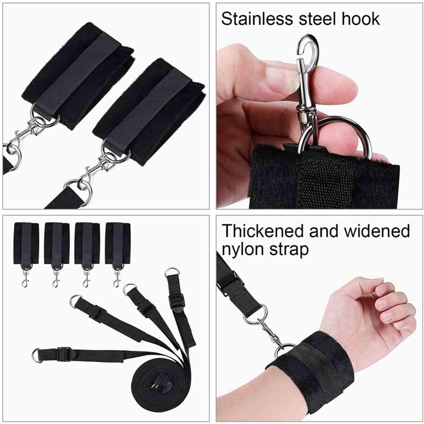 Premium Under Mattress Restraint Kit for King/Queen Beds - Bondage Straps, Spreader Bar, Blindfold & Handcuffs - Couples Adult Toys for Sensual Play & BDSM Exploration