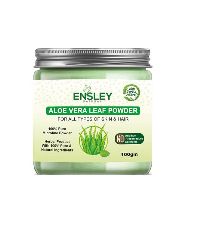 Ensley Natural Aloe Vera Leaf Powder 200g (Pack of 2) - Deep Cleansing, Skin Detox & Hydration | Organic Face Mask & Body Scrub Ingredient for Glowing Skin