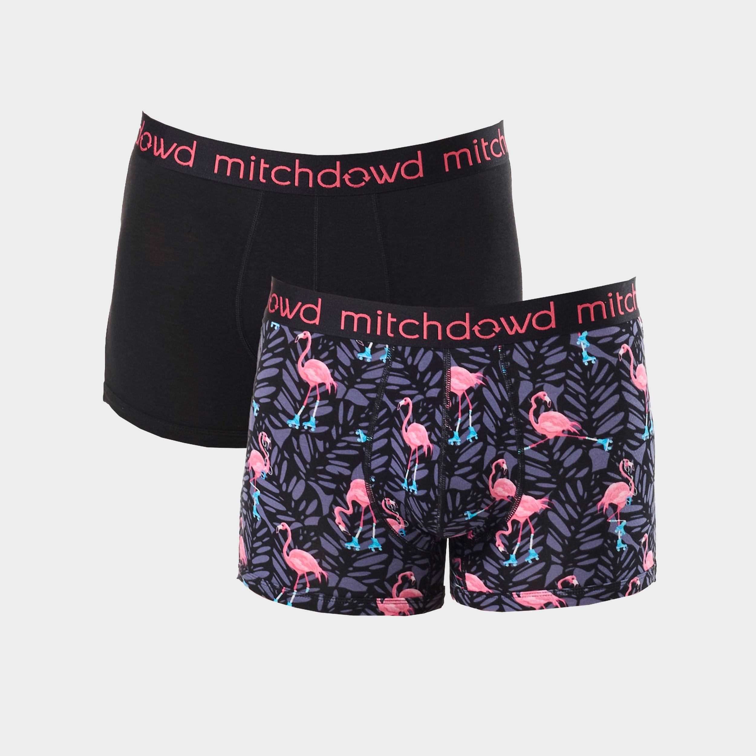 Men's Rolling Flamingos Bamboo Trunk 2 Pack - Black | Durable Travel Luggage Set for Vacation & Business Trips