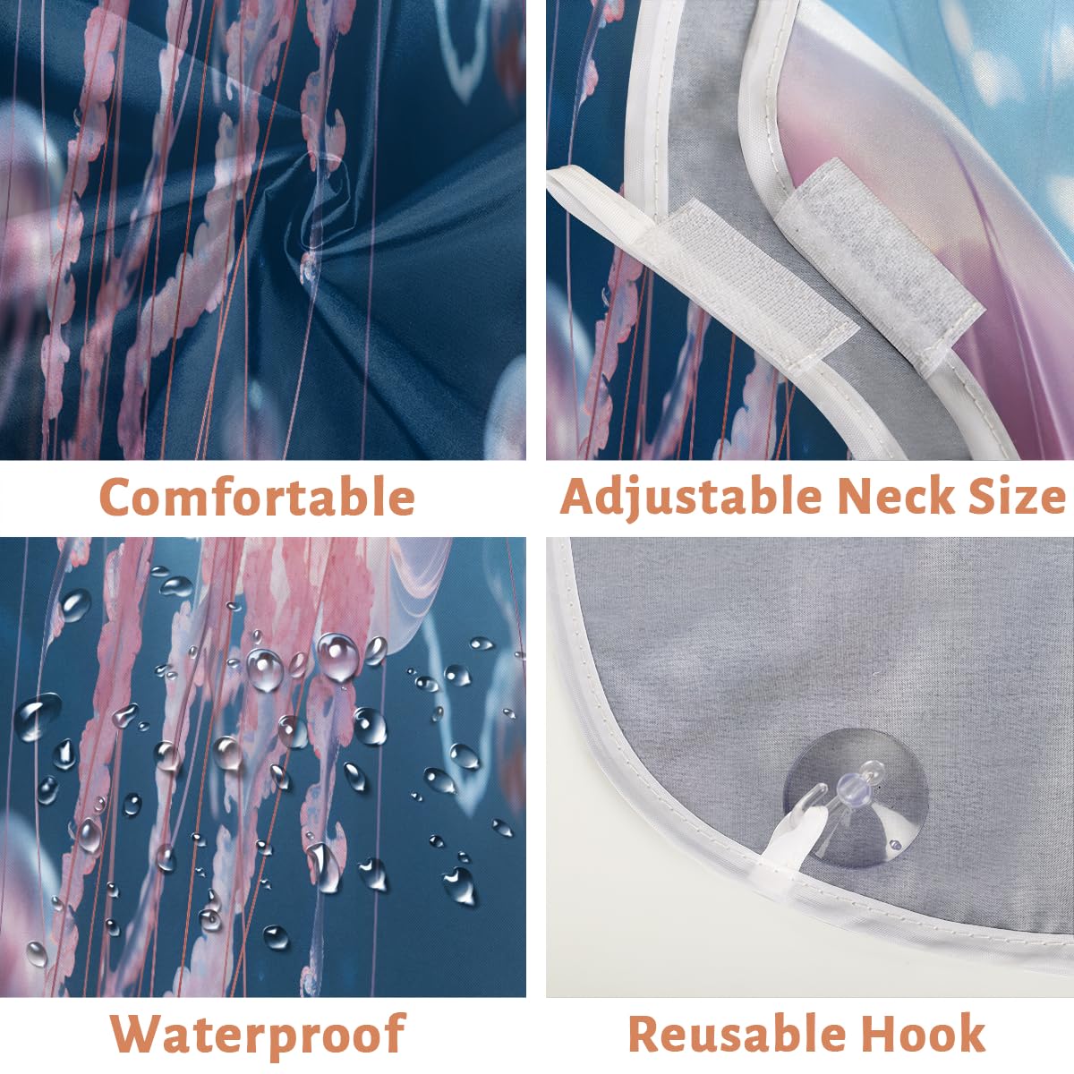Waterproof Beard Shaving Bib for Men & Women - Jellyfish Marine Animal Design Makeup Hair Dye Apron, Barber Cape for Haircut & Beard Trimming | Sink Hair Catcher, Stylist Accessory Gift (Ideal for Home Salon, Barbershop & DIY Grooming)