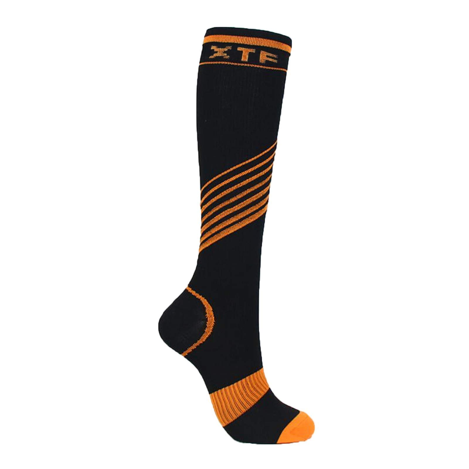 BOOBILY Men's & Women's Compression Running Socks - Breathable Stretch Athletic Socks for Outdoor Sports, Hiking & Workout (Orange, Large) - Perfect for Marathon Training, Gym Sessions & Daily Comfort