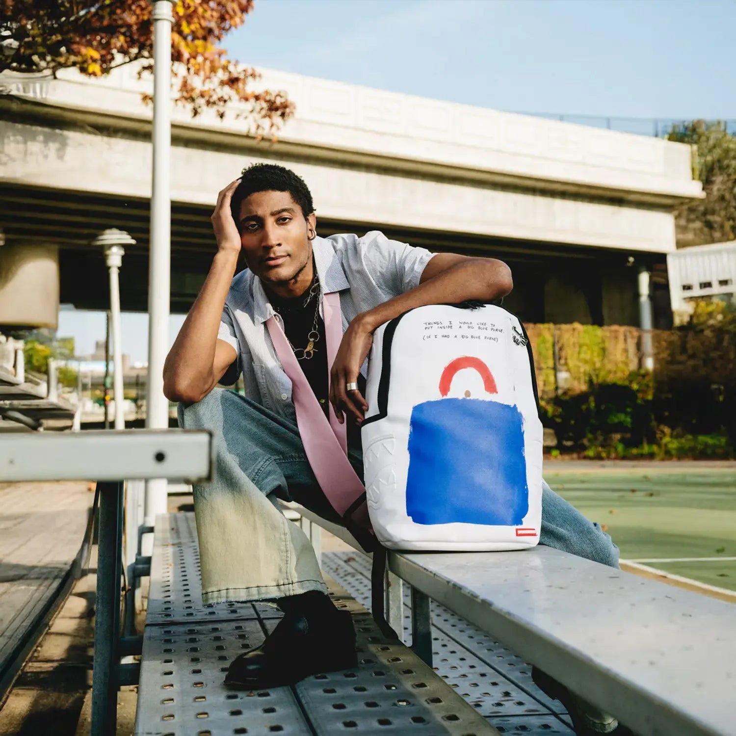 Keith Haring Embossed Shark Print Backpack - Stylish Unisex Laptop Bag for School, Work & Travel | Durable Water-Resistant Design with Adjustable Straps