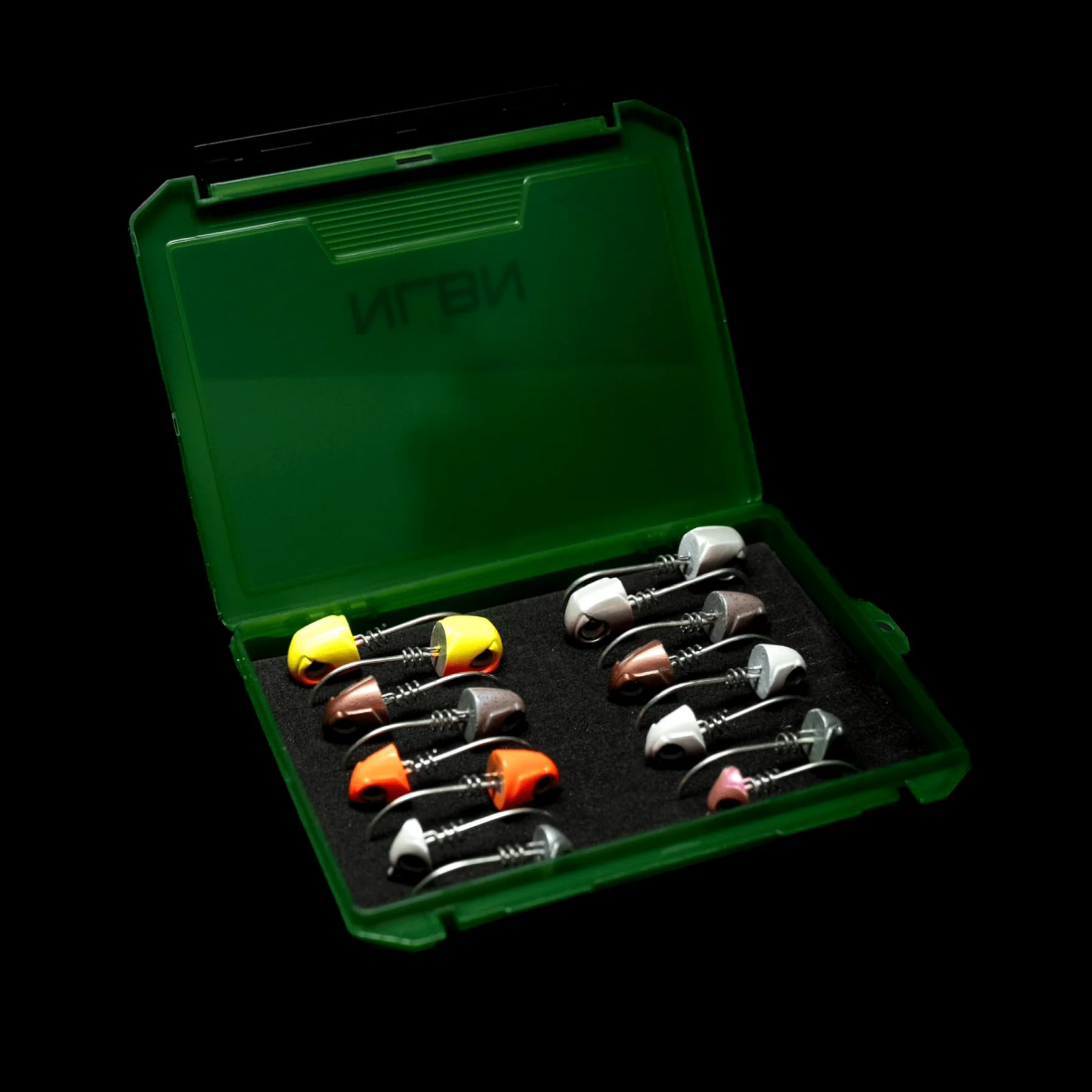NLBN No Live Bait Needed Colored Jig Head Boxes - Premium Fishing Lures for Bass, Trout & Saltwater - Perfect for Freshwater & Saltwater Fishing Trips