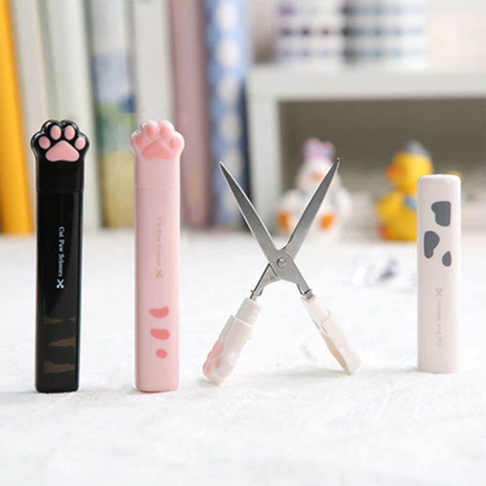 Mini Cute Cat Paw Folding Scissors - Safe & Portable Craft Scissors for Home, School, Office | Perfect for Teachers, Students & Kids | Great for DIY Projects, Gift Wrapping & Classroom Supplies (Black)