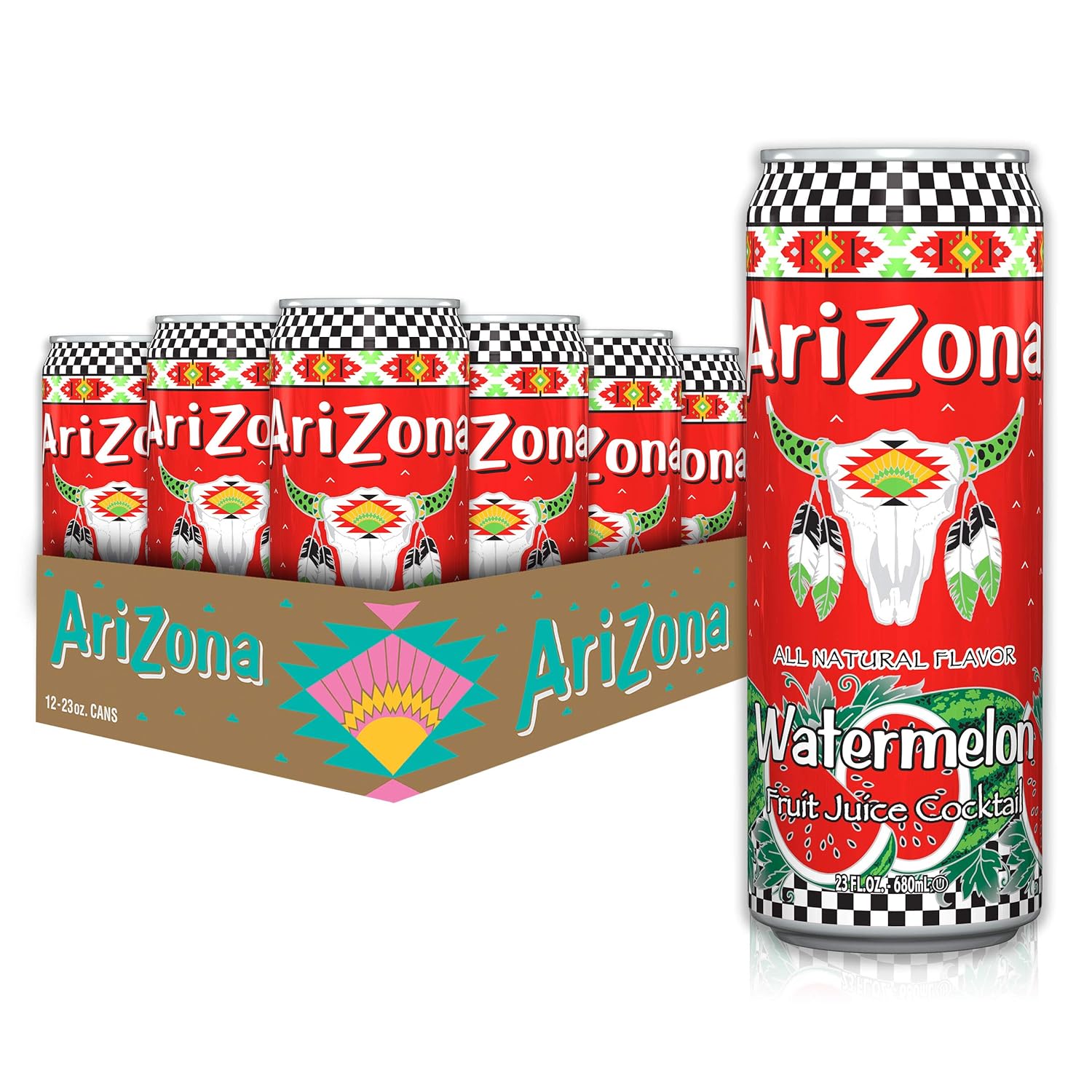 AriZona Watermelon Flavored Drink | 22oz Canned Beverage - Refreshing Summer Hydration for Parties, Picnics & Outdoor Activities