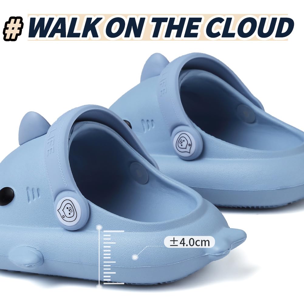 **Adorable Shark Slides for Toddlers - Boys & Girls Non-Slip Summer Sandals | Cute Cartoon Cloud Slippers for Beach, Pool, Shower & Indoor Play**