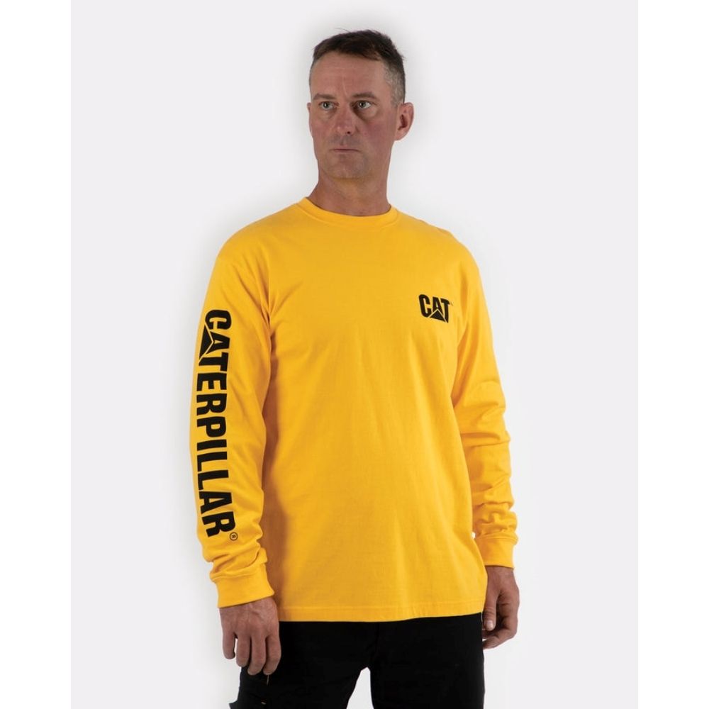CAT Trademark Banner Long Sleeve Work Shirt - Durable Yellow Workwear (1510034) | Ideal for Construction, Landscaping & Outdoor Jobs