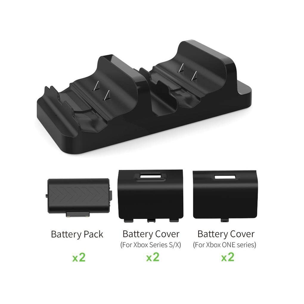 Nilioyul Twin Dock Charging Station for Gaming Controllers - Dual USB Charger Dock with Battery Pack | Perfect for PS5, Xbox & Switch Pro Controllers | Organize & Charge 2 Gamepads Simultaneously | Ideal for Gaming Setups & Entertainment Centers