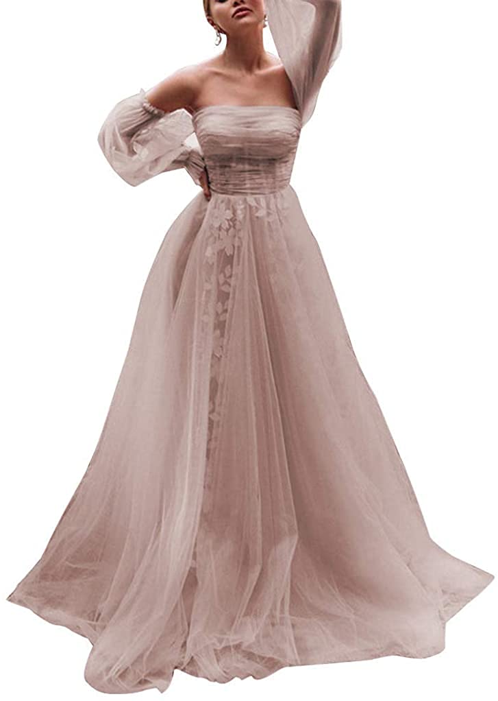 Elegant Off The Shoulder Puffy Sleeve Prom Dress for Women - Tulle Princess Gown for Homecoming, Ball, Quinceañera & Special Occasions