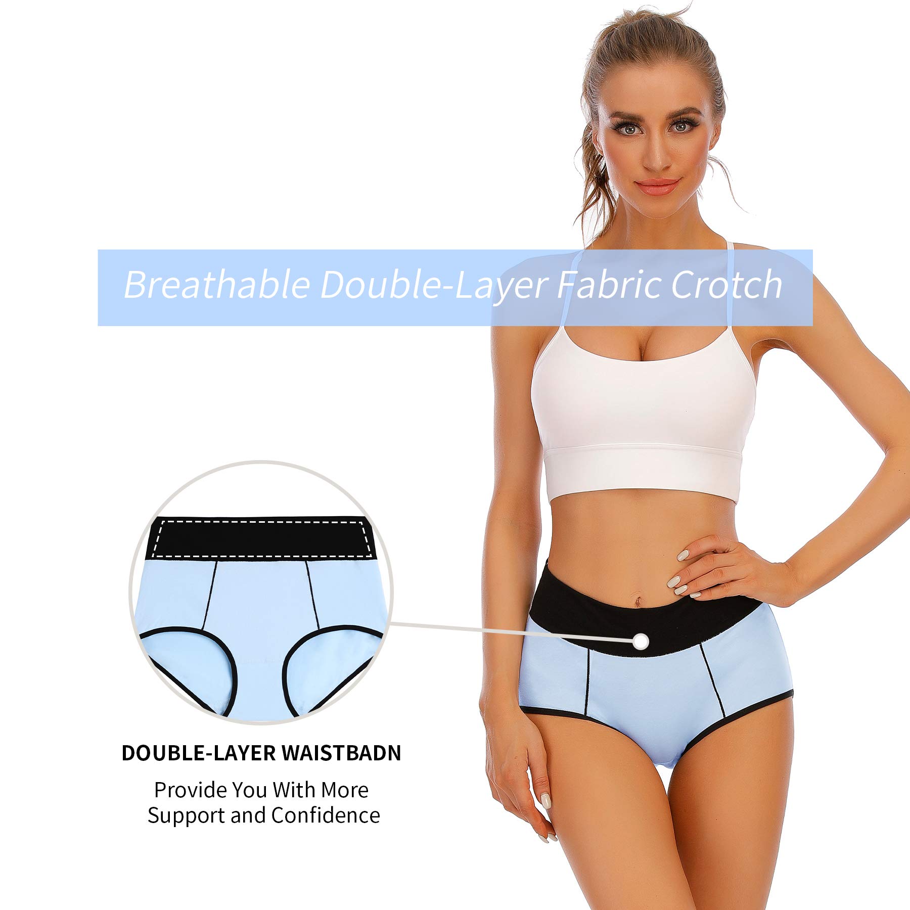 **Senllori Women's Cotton High Waist Underwear - Soft Breathable Panties for Ladies, Plus Size Briefs Multipack (5-Pack) - Comfortable for Daily Wear, Yoga & Sleep**