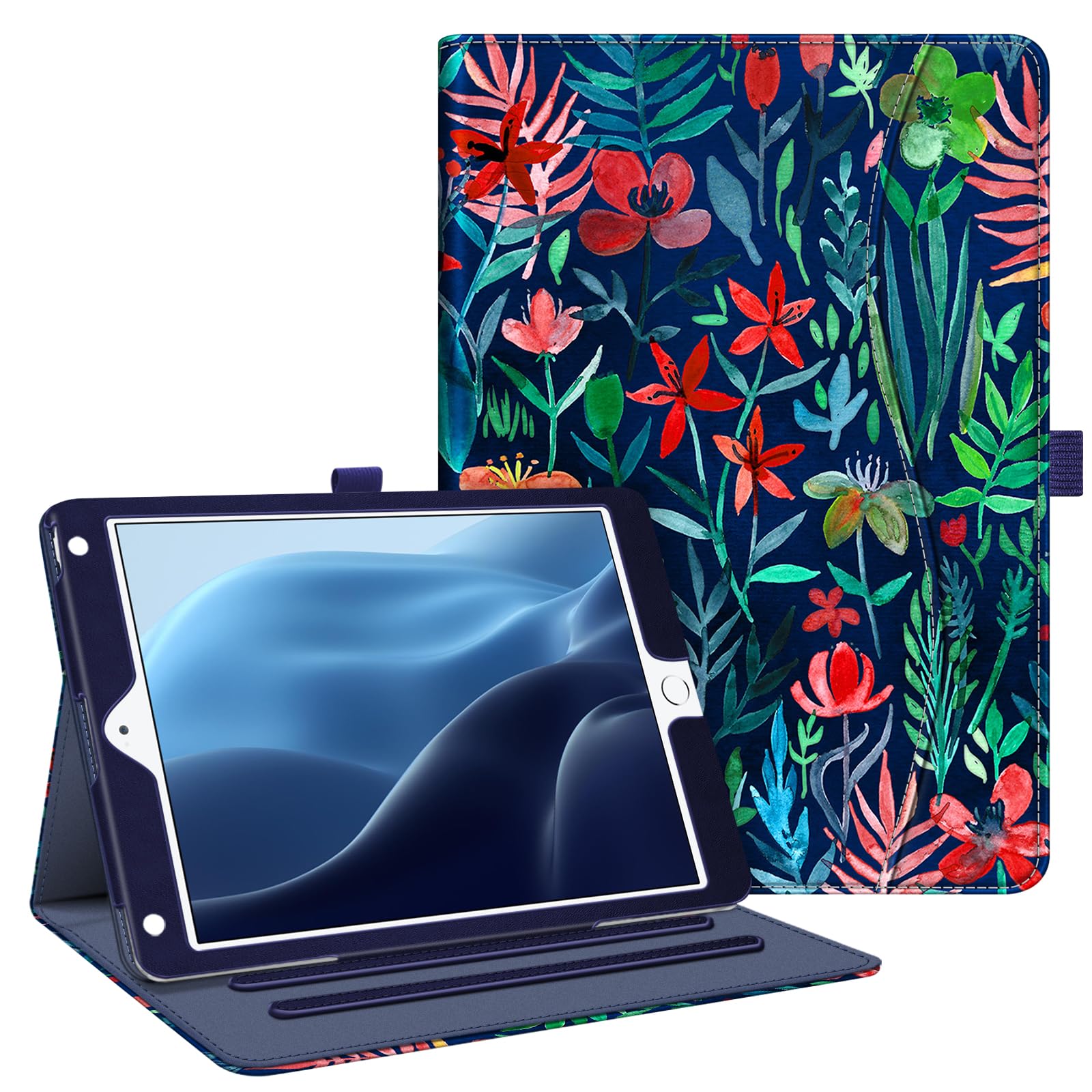 Fintie Protective Case for iPad 6th/5th Gen & iPad Air 2/Air 1 (9.7 Inch 2018/2017 Model) - Shockproof Corner Protection, Multi-Angle Stand with Storage Pocket, Jungle Night Print - Perfect for Work, School & Travel Use