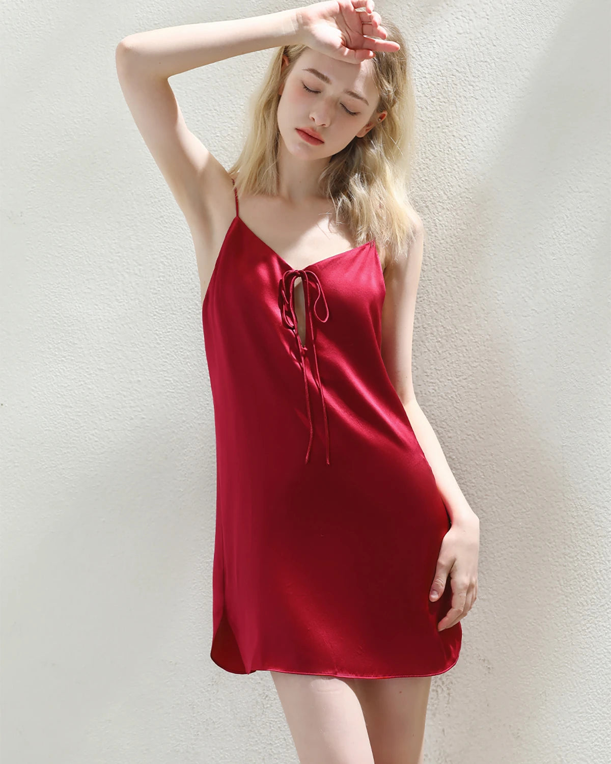 Elegant Short Silk Slip Nightdress for Women - Soft & Comfortable Sleepwear - Perfect for Lounge, Sleep & Romantic Nights