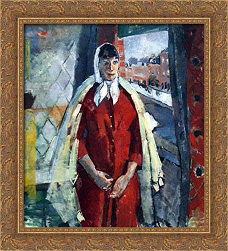 Rik Wouters Woman at the Window 20x22 Inch Gold Ornate Wood Framed Canvas Art - Perfect for Living Room, Bedroom & Office Wall Decor