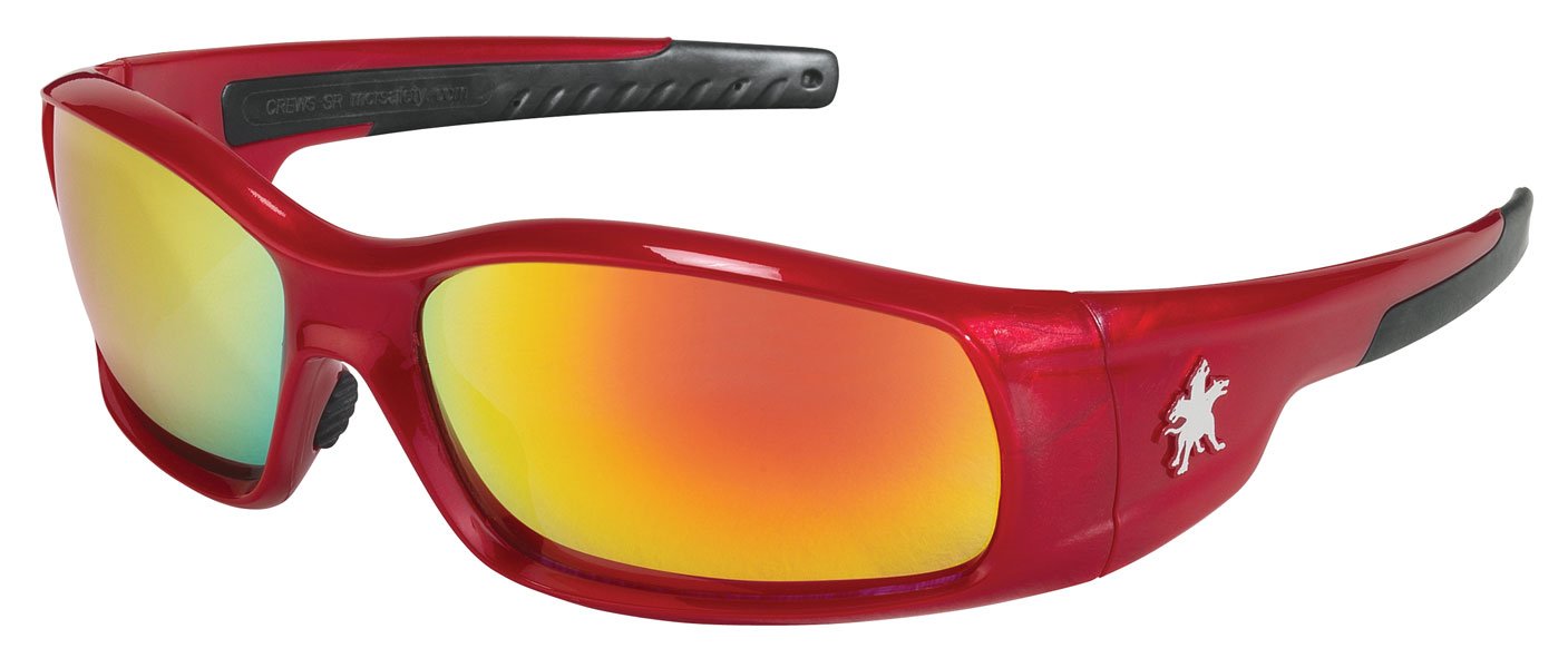 Crews SR13R Swagger Brash Look Polycarbonate Dual Lens Sunglasses - Crimson Red Frame & Fire Red Lens for Men's Fashion, Outdoor Sports & Driving Protection