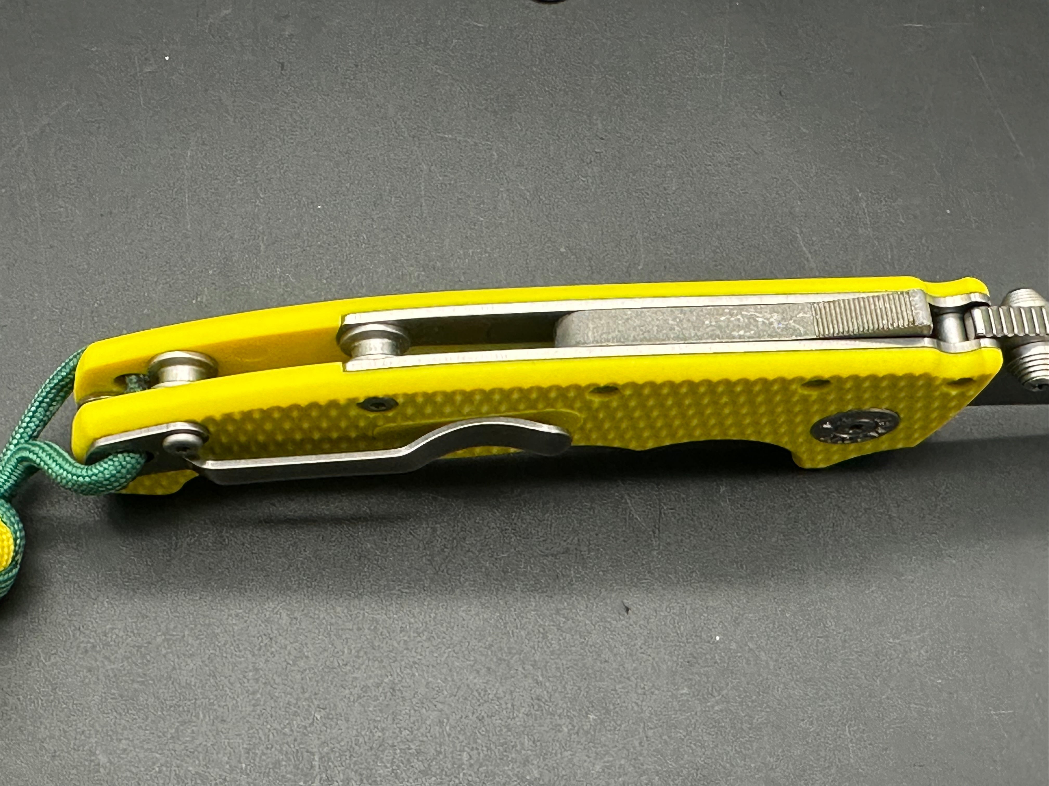 Demko AD20 Folding Knife with Yellow FRN Scales & 20CV Blade - EDC, Outdoor Camping, Hunting, and Survival Tool