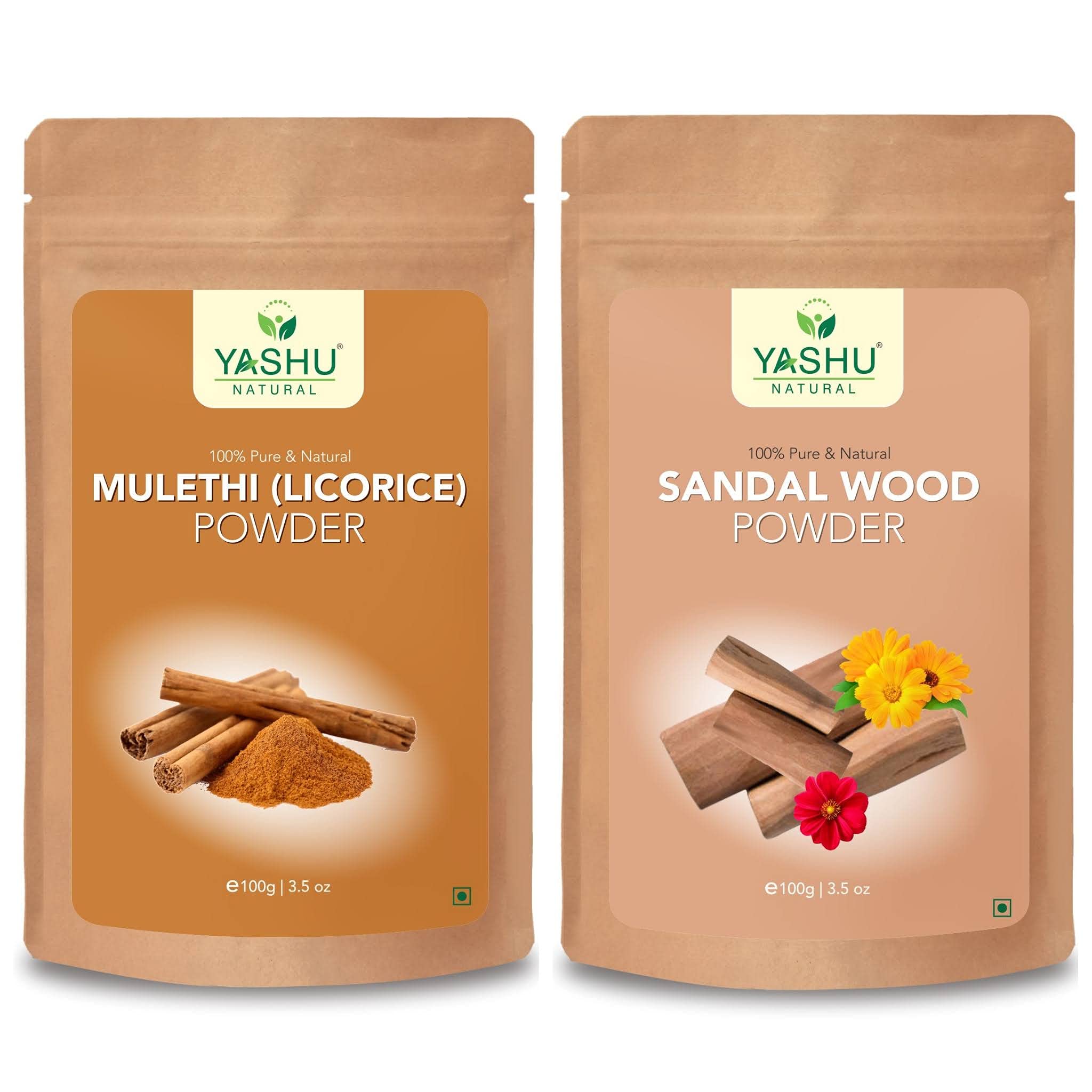 YASHU Pure Sandalwood & Organic Licorice Face Pack Powder - Natural Glow & Oil Control for Healthy Skin | 200g Ayurvedic Skincare for Daily Use & Spa Treatments