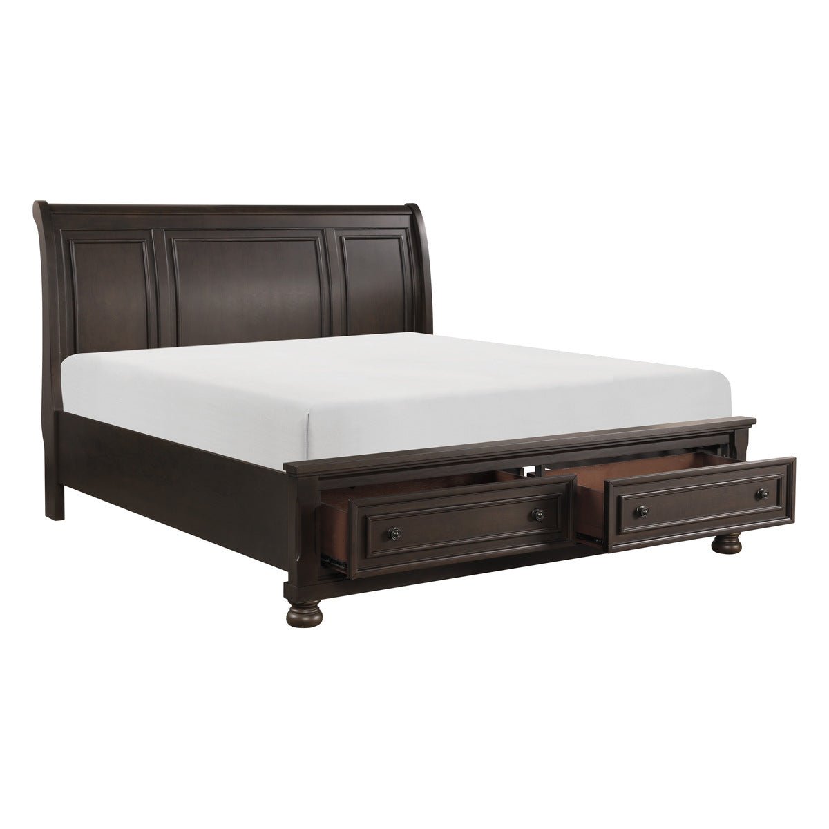 Begonia Queen Platform Bed with Footboard Storage - Modern Upholstered Bed Frame with Underbed Storage for Small Spaces | Perfect for Apartments, Guest Rooms & Master Bedrooms