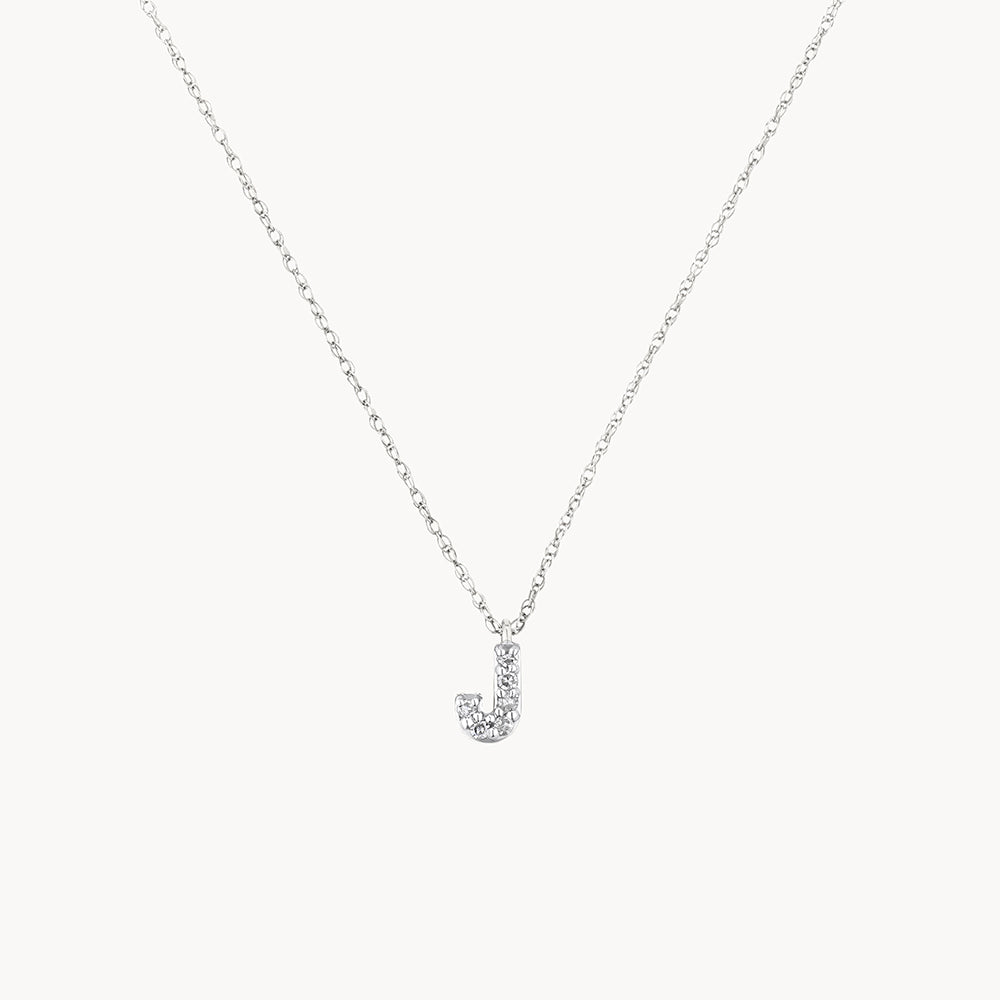 Diamond Letter J Necklace in Sterling Silver - Elegant Personalized Jewelry for Women, Perfect for Gifts, Anniversaries & Everyday Wear