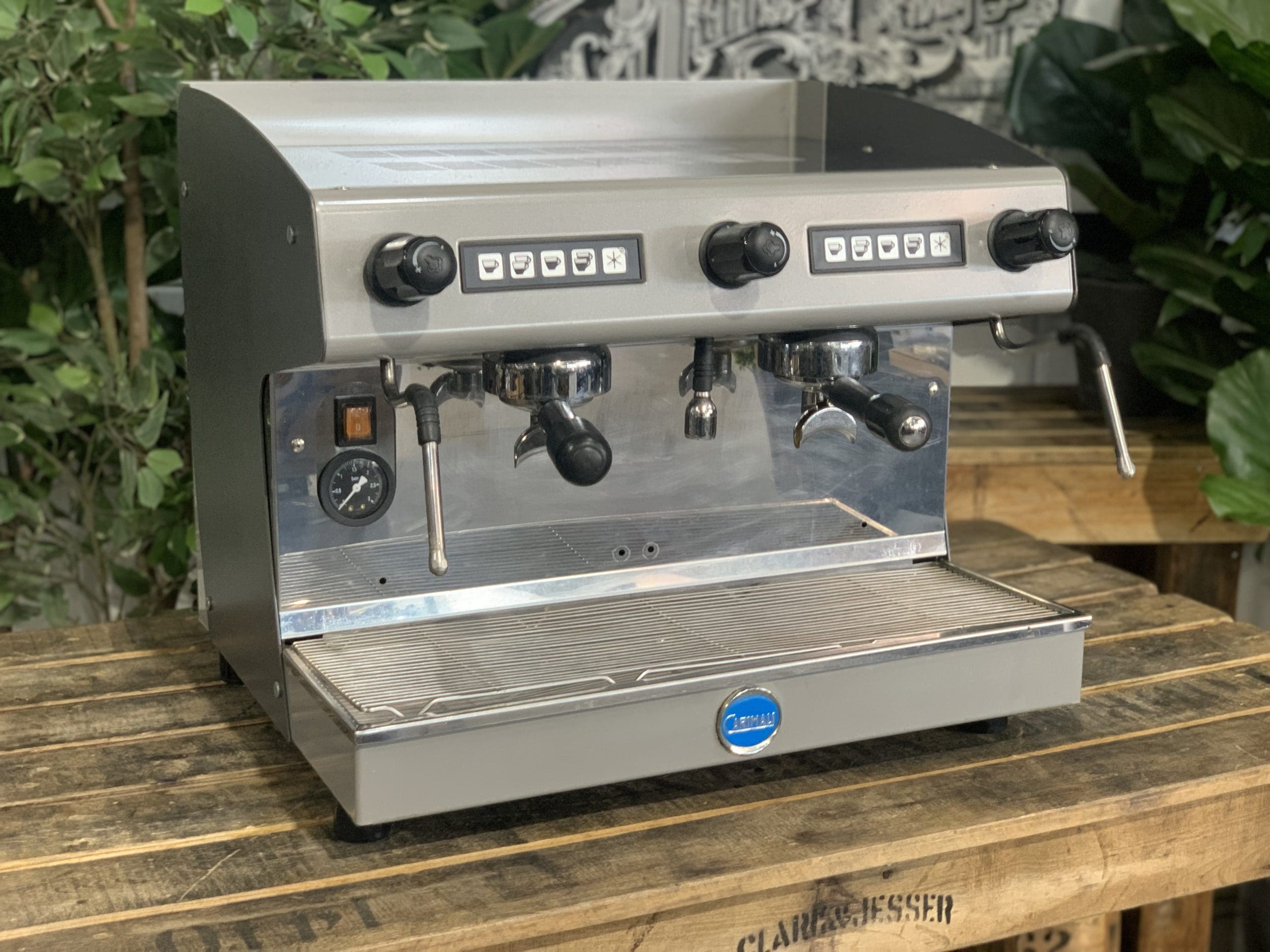 Carimali Pratica E2 2 Group Commercial Espresso Machine - Grey | Professional Coffee Maker for Cafes, Restaurants & Offices | Perfect for High-Volume Brewing & Latte Art