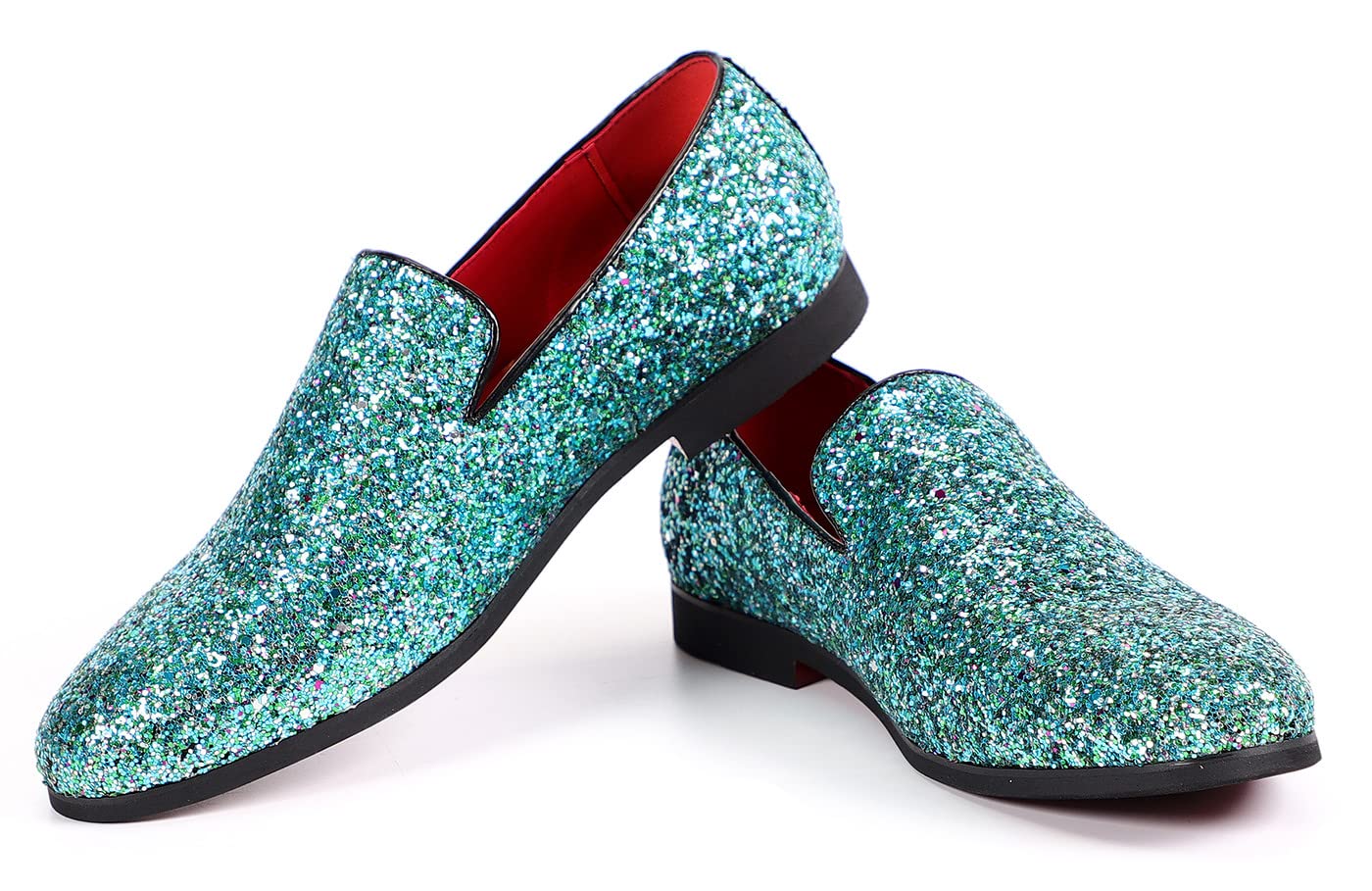 Men's Sparkly Loafers - Luxury Glitter Dress Shoes for Wedding, Tuxedo & Suit - Slip On Casual Shoes for Parties, Prom & Formal Events