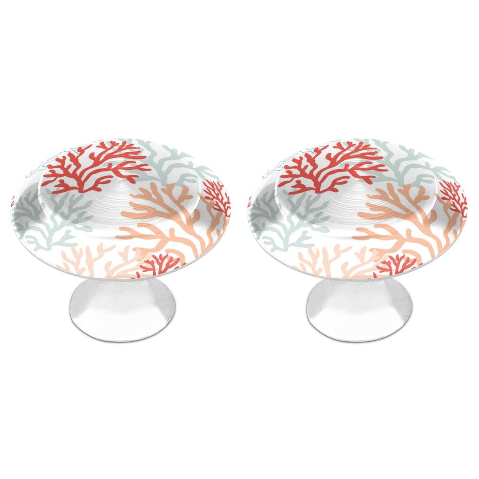 Red Pink Mint Coral Reef White Round Drawer Cabinet Knobs Handles with Screws - Home Office Kitchen Bedroom Bathroom Dresser Wardrobe Pulls Decor for Cabinets, Dressers & Furniture Organization