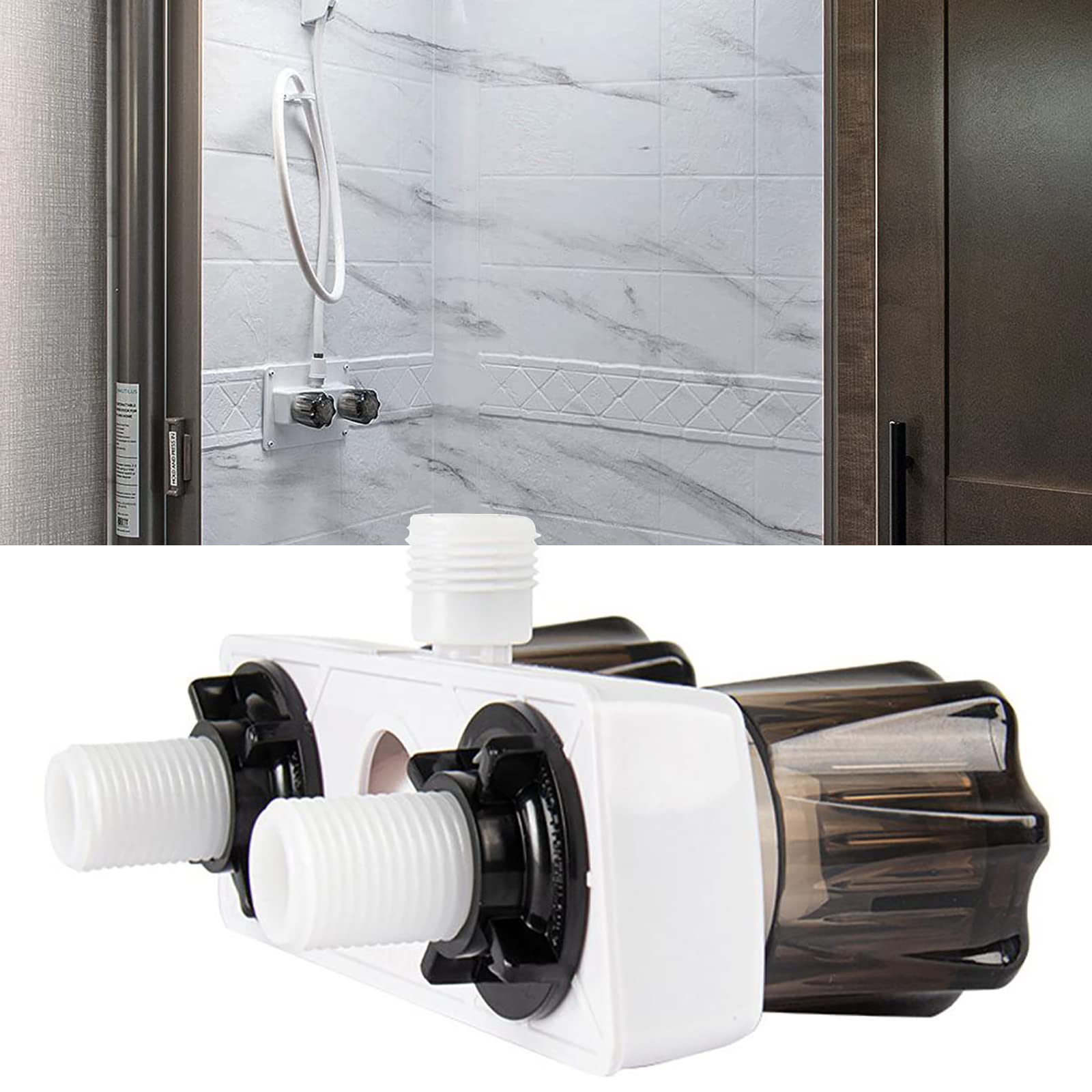 RV Shower Faucet Replacement - Double Knob RV Camper Shower Faucet Valve Diverter in White | Perfect for RV, Camper, Trailer & Motorhome Bathroom Upgrades