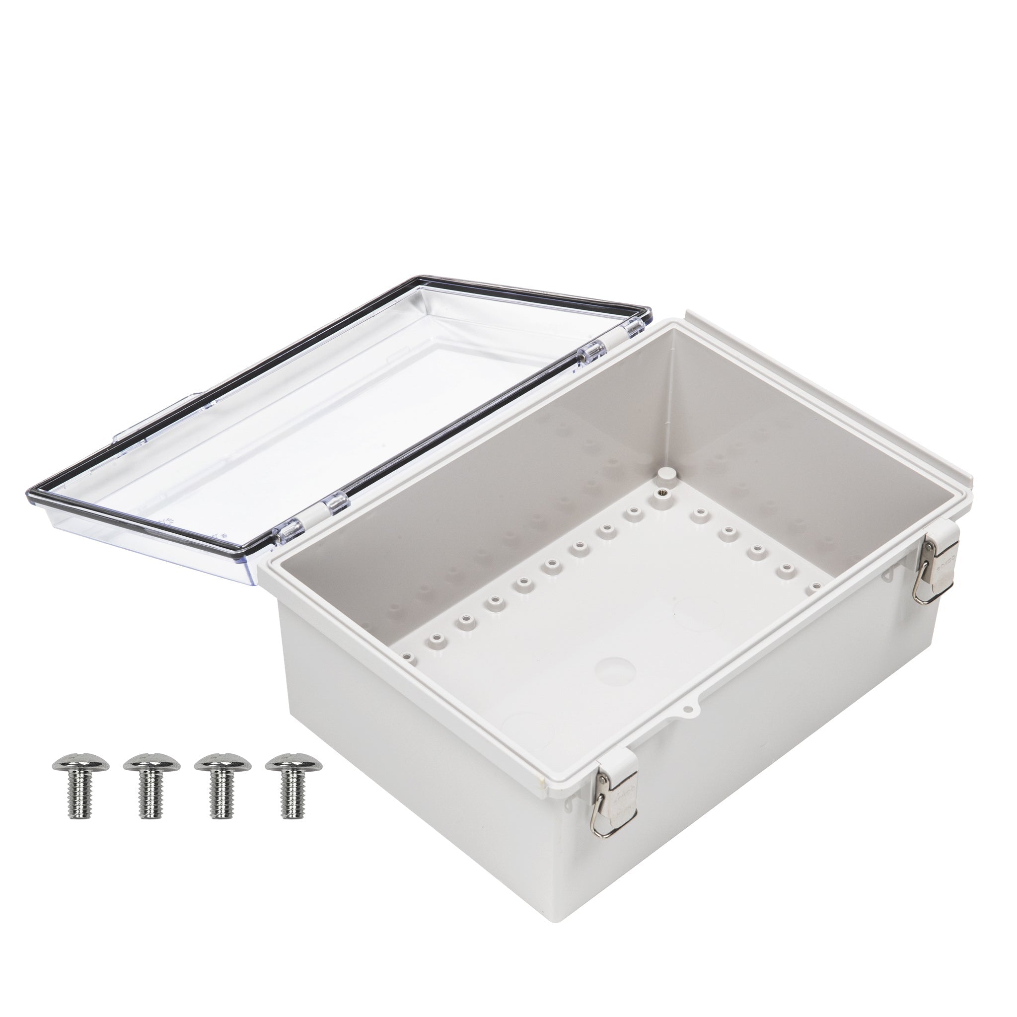 Boxco P Series 9.84 x 13.78 x 5.91 Inches (250 x 350 x 150mm) Waterproof Plastic Enclosure IP67 IK08 ABS with Transparent Cover - Molded Hinge & Latch Type for Outdoor Electronics, Industrial Equipment & DIY Projects