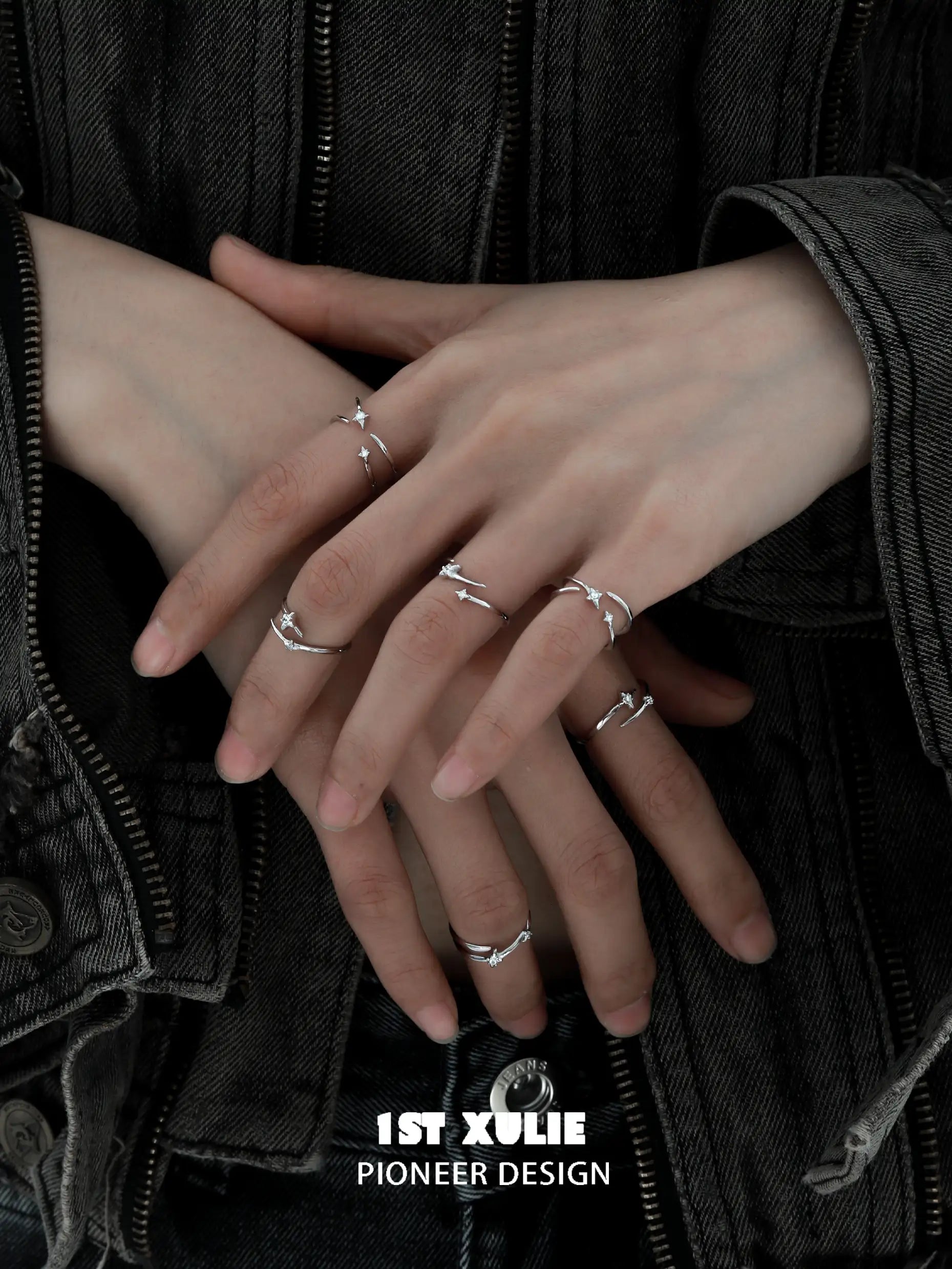S925 Sterling Silver Irregular Twisted Adjustable Ring Set for Women - Elegant Stackable Boho Jewelry for Everyday Wear & Special Occasions