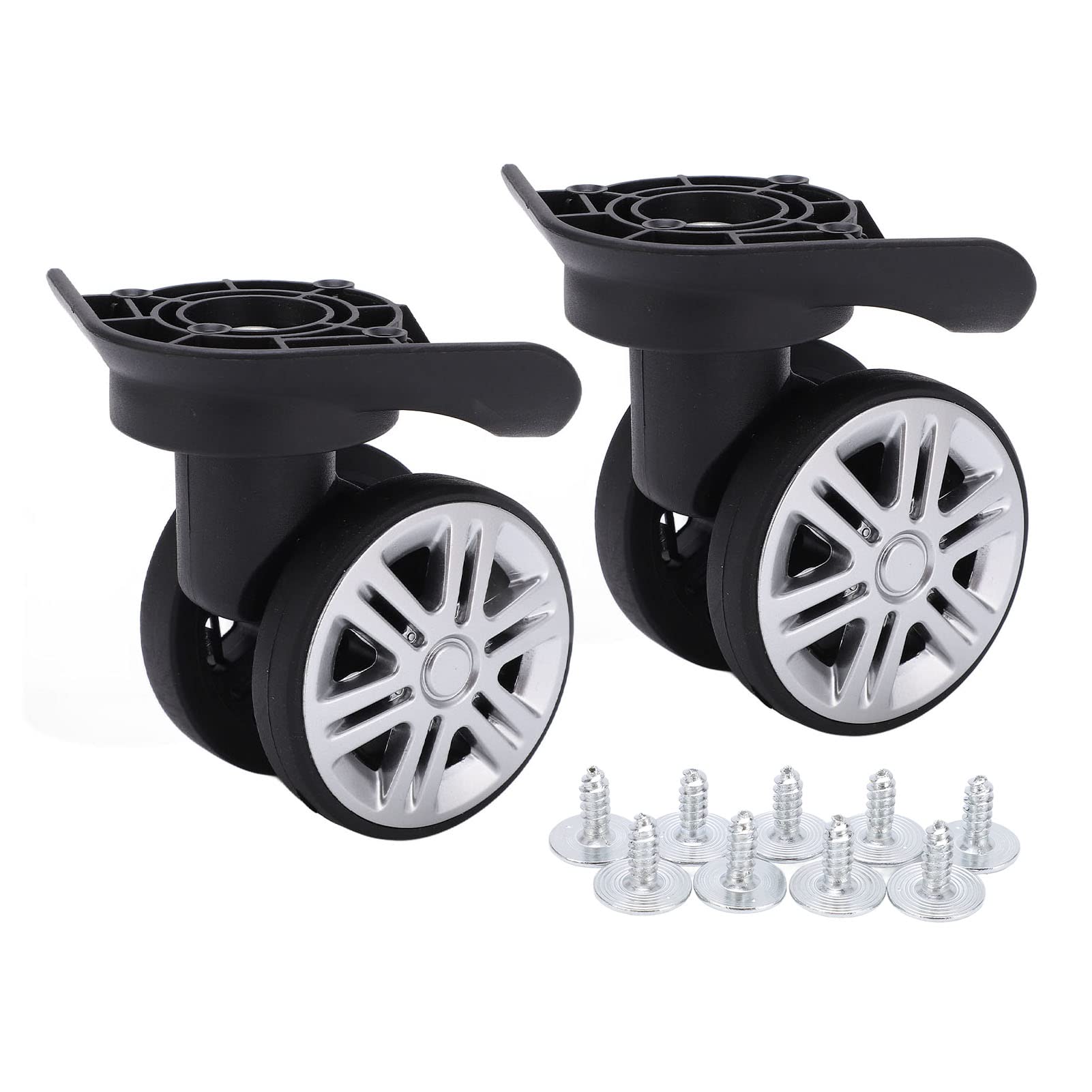 1 Pair A19 Silent Double Row Swivel Wheels - Luggage Caster Replacement for Suitcases | Durable & Smooth Rolling for Travel, Business & Airport Use