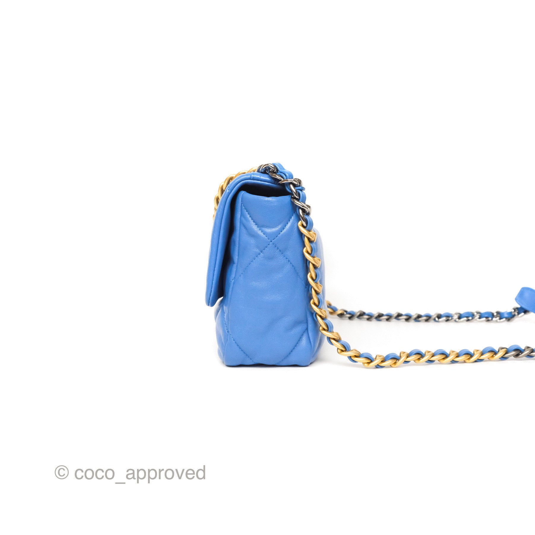Chanel 19 Small Blue Leather Flap Bag with Mixed Hardware - Luxury Designer Handbag for Women, Perfect for Everyday Use & Special Occasions