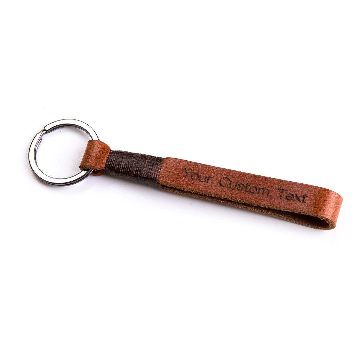Personalized Leather Keychain - Custom Engraved Name Keyring for Gifts, ID Tags & Keys | Durable Genuine Leather Key Holder for Home, Office & Travel Accessories