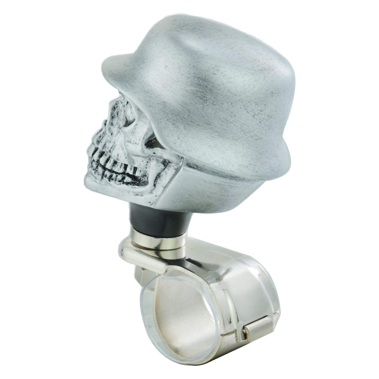 Lunsom Skull Steering Wheel Spinner - Power Grip Suicide Knob with Green Eyes for Cars & Trucks | Easy Turning Aid for Manual Vehicles | Perfect for Long Drives & Parking Assistance (Silver)