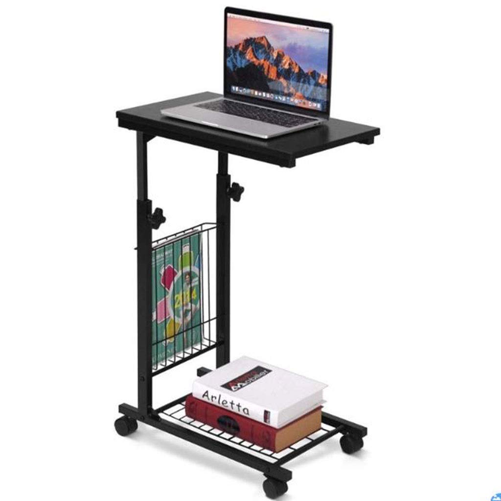 Adjustable Height C-Shaped End Table with Removable Wheels & Storage Basket - Multifunctional Nightstand, Coffee Table, Sofa Side Table for Living Room, Bedroom, Office - Ideal for Snacks, Books & Home Decor - Perfect for Small Spaces, Apartments & Dorm Rooms