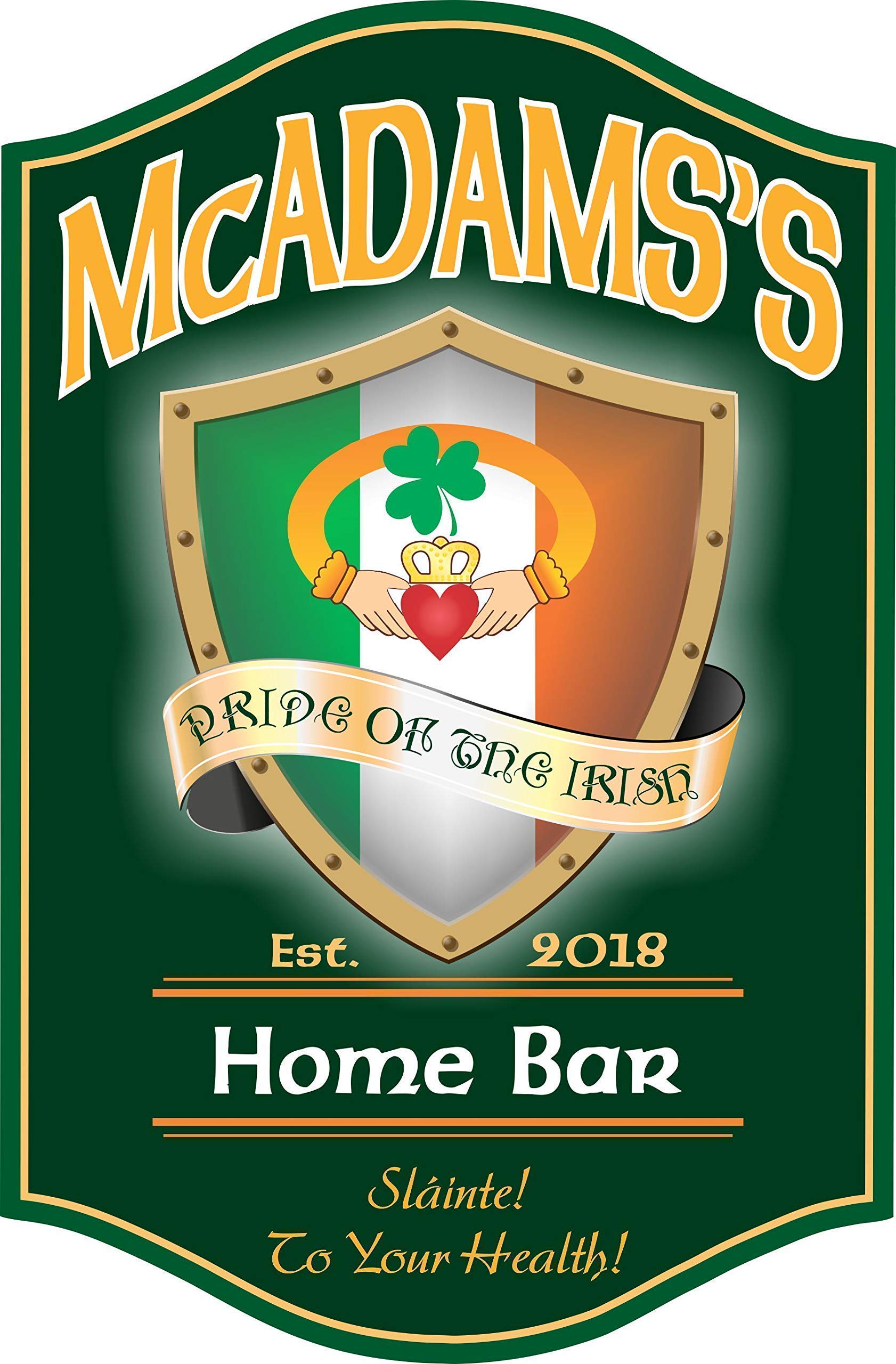 Personalized Claddagh Flag Irish Bar Sign - Custom PVC Pub Decor for Home & Irish Themed Parties | Perfect for St. Patrick's Day, Pubs, and Celtic Home Decor